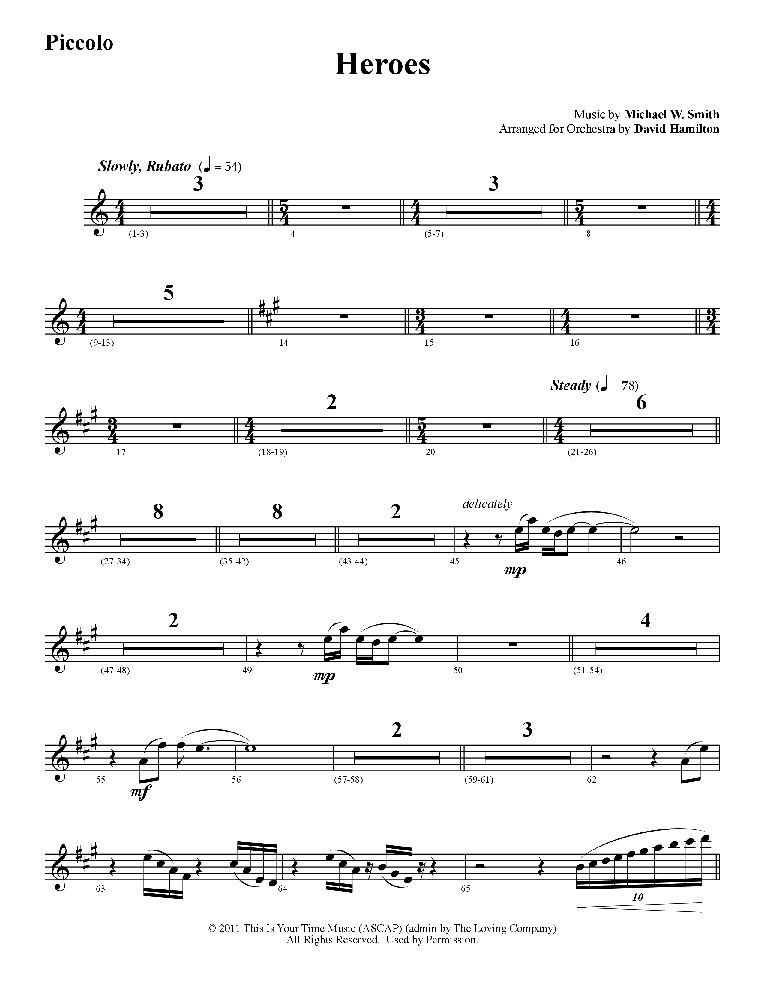 Heroes (Instrumental) Flute/Piccolo (Word Music / Arr. David Hamilton)