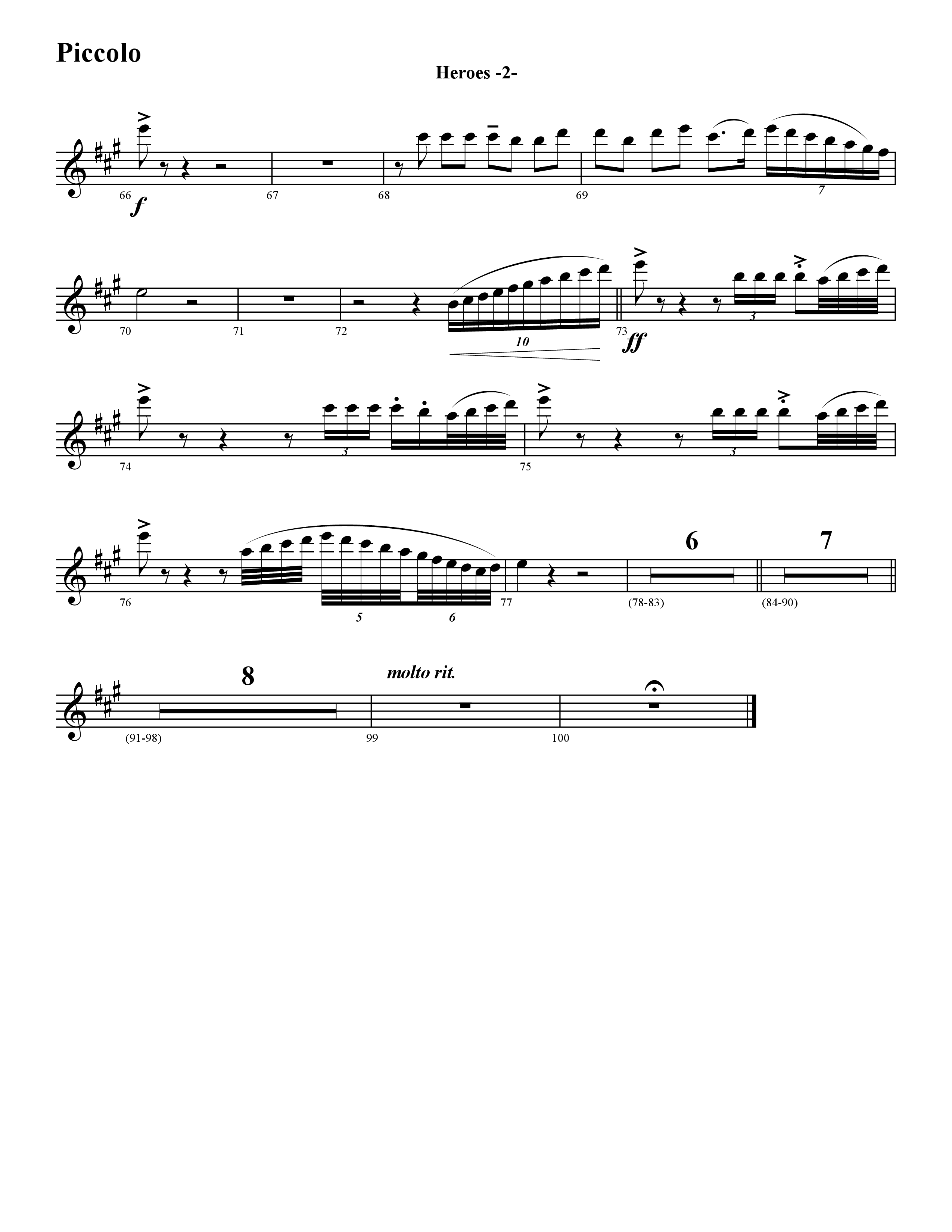 Heroes (Instrumental) Flute/Piccolo (Word Music / Arr. David Hamilton)