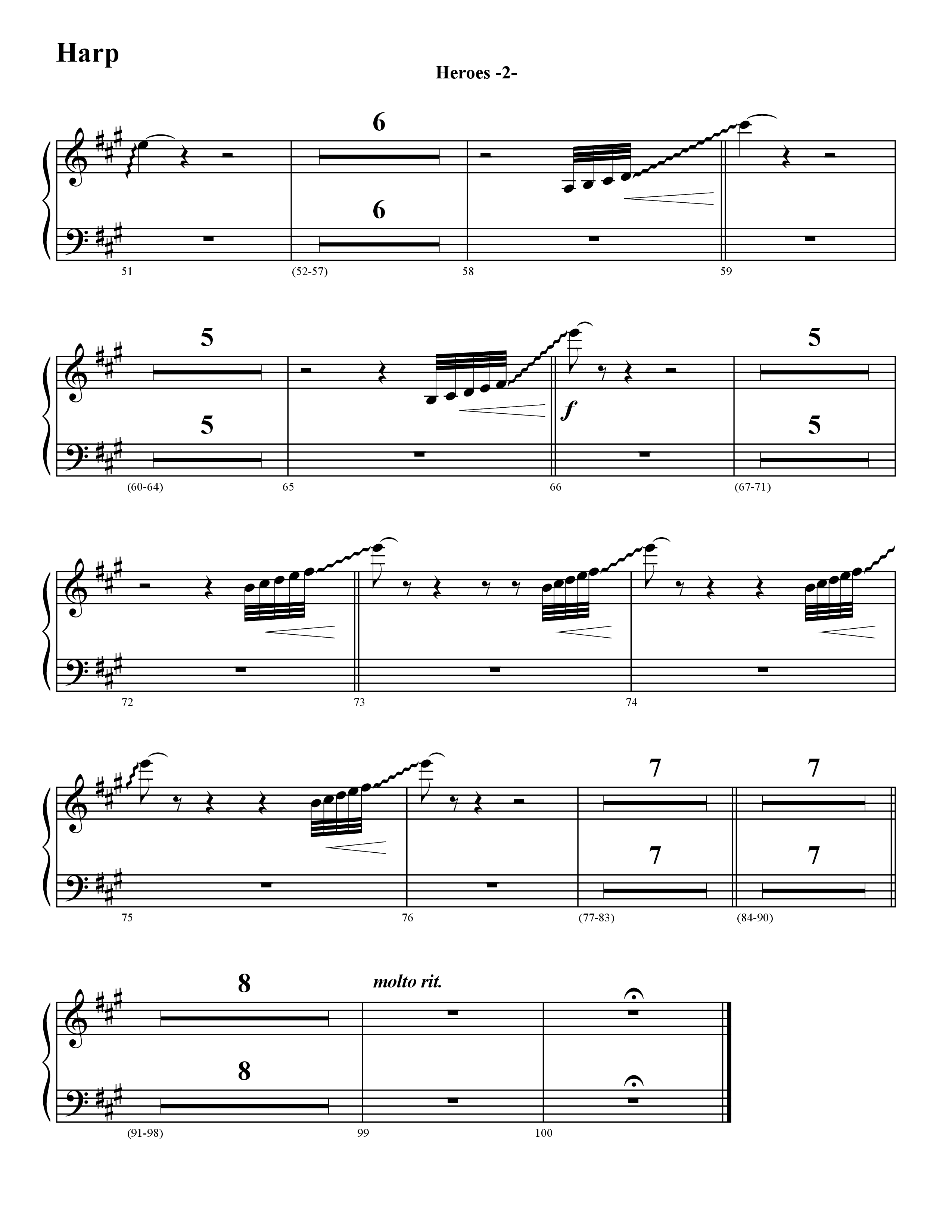 Heroes (Instrumental) Harp (Word Music / Arr. David Hamilton)