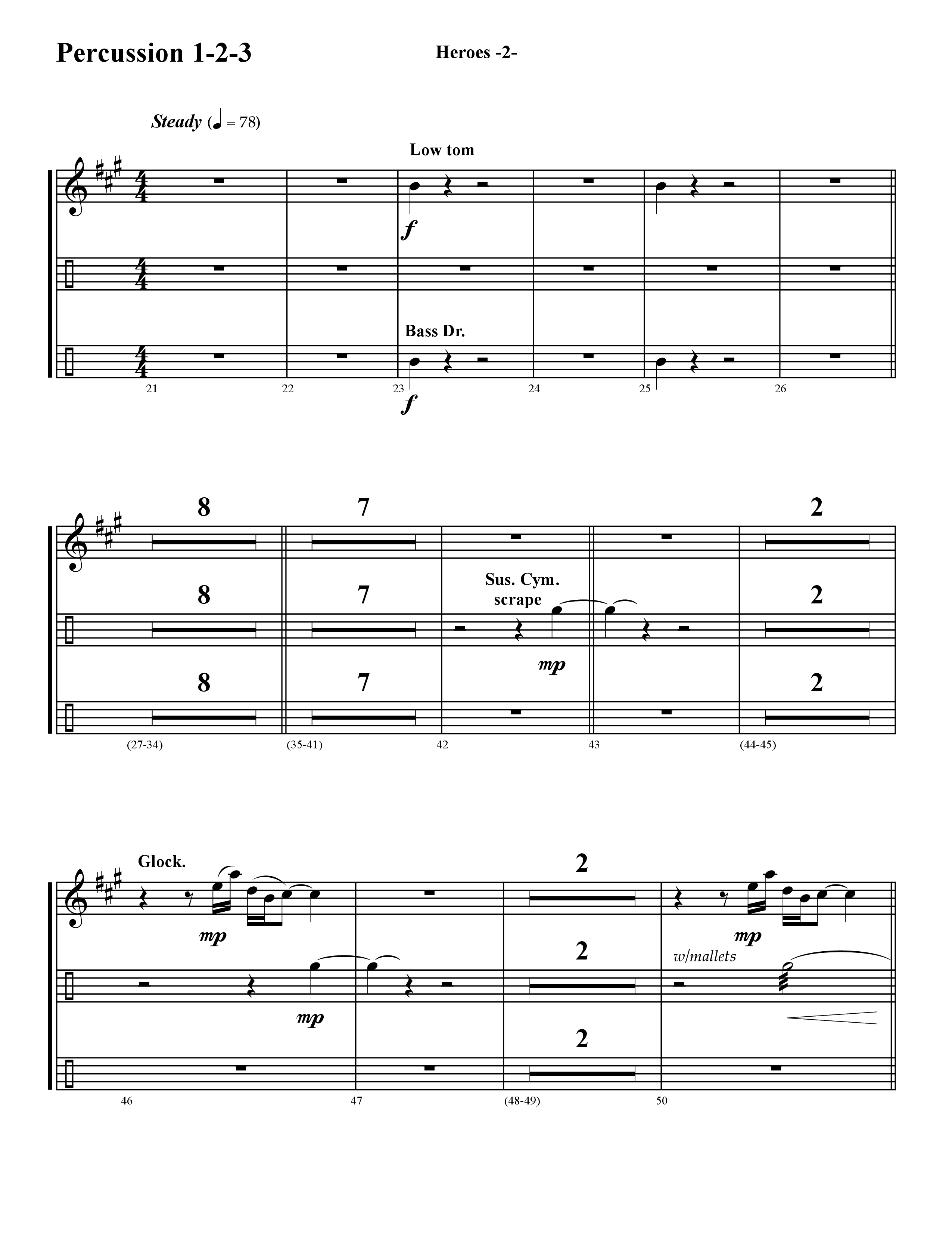 Heroes (Instrumental) Percussion (Word Music / Arr. David Hamilton)