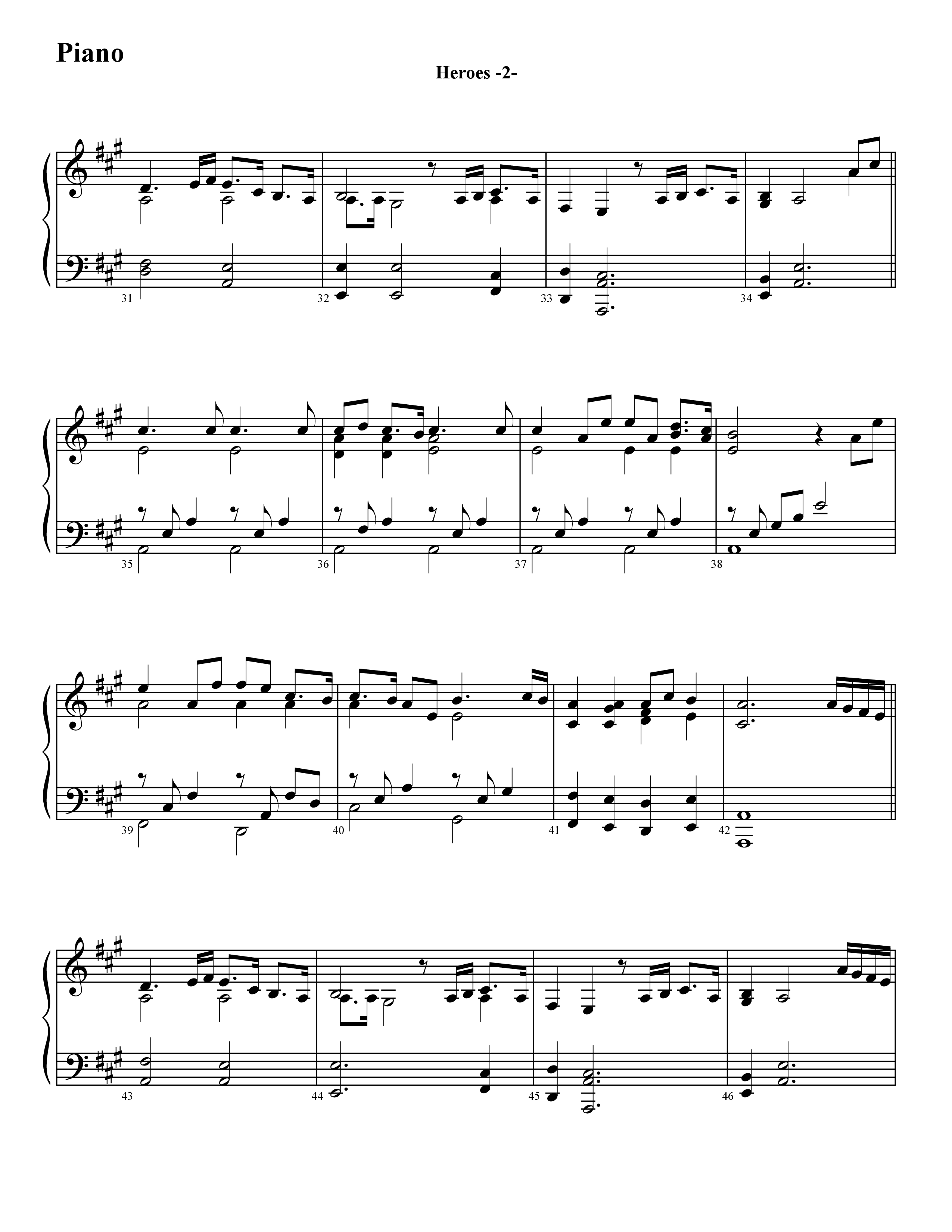 Heroes (Instrumental) Piano Sheet (Word Music / Arr. David Hamilton)