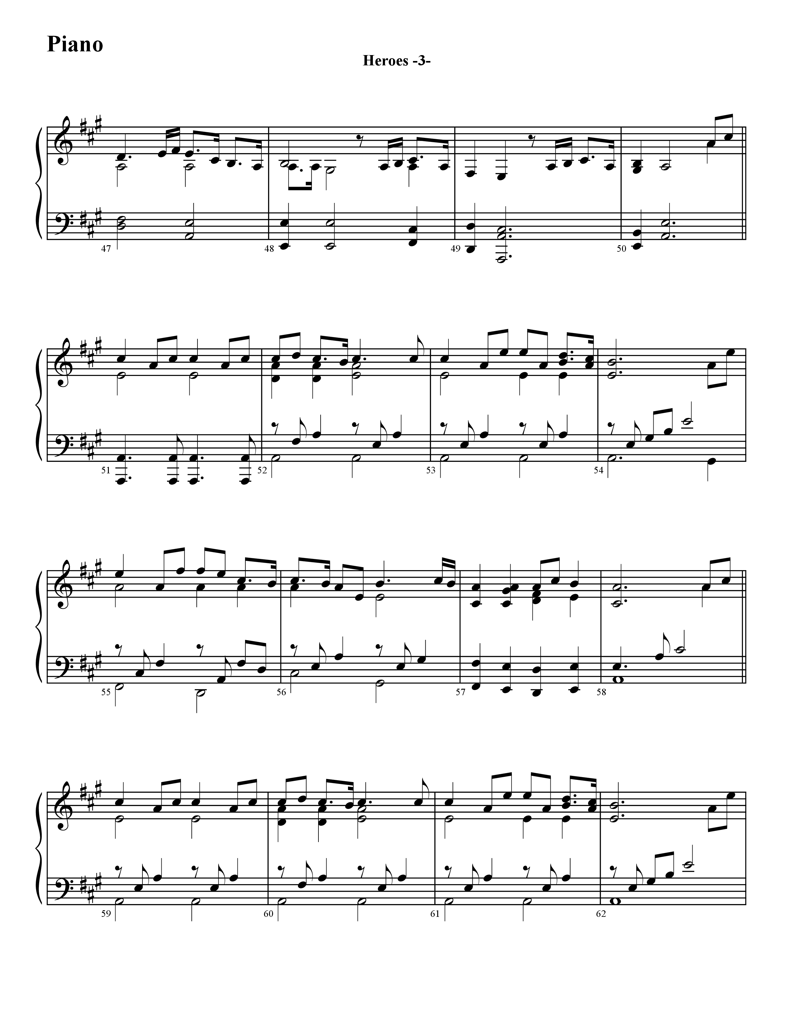Heroes (Instrumental) Piano Sheet (Word Music / Arr. David Hamilton)