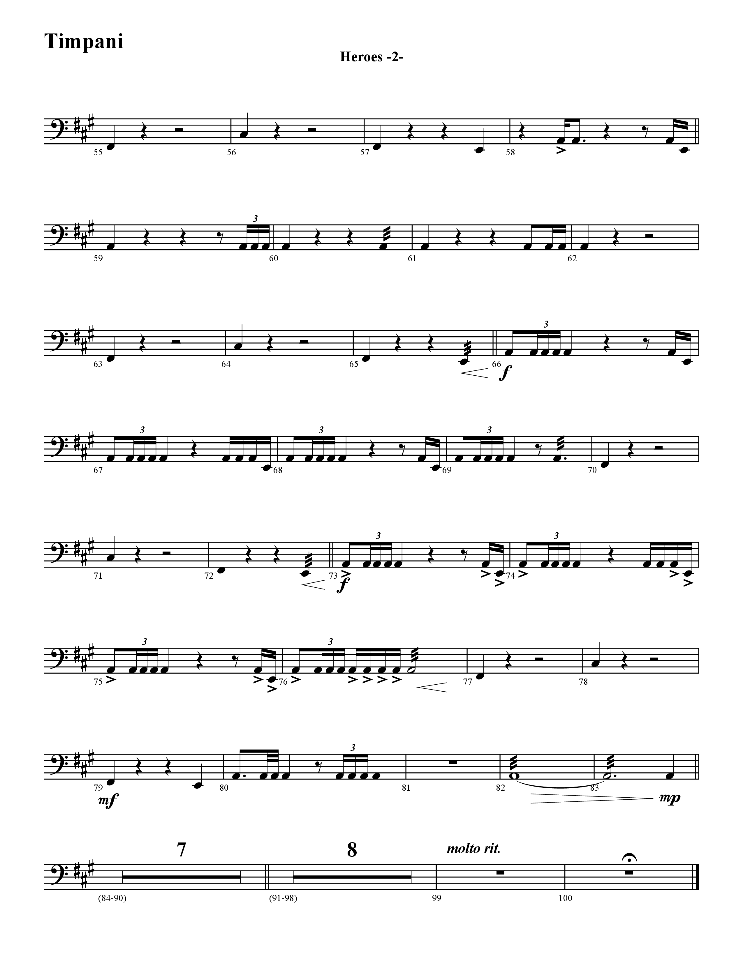 Heroes (Instrumental) Timpani (Word Music / Arr. David Hamilton)