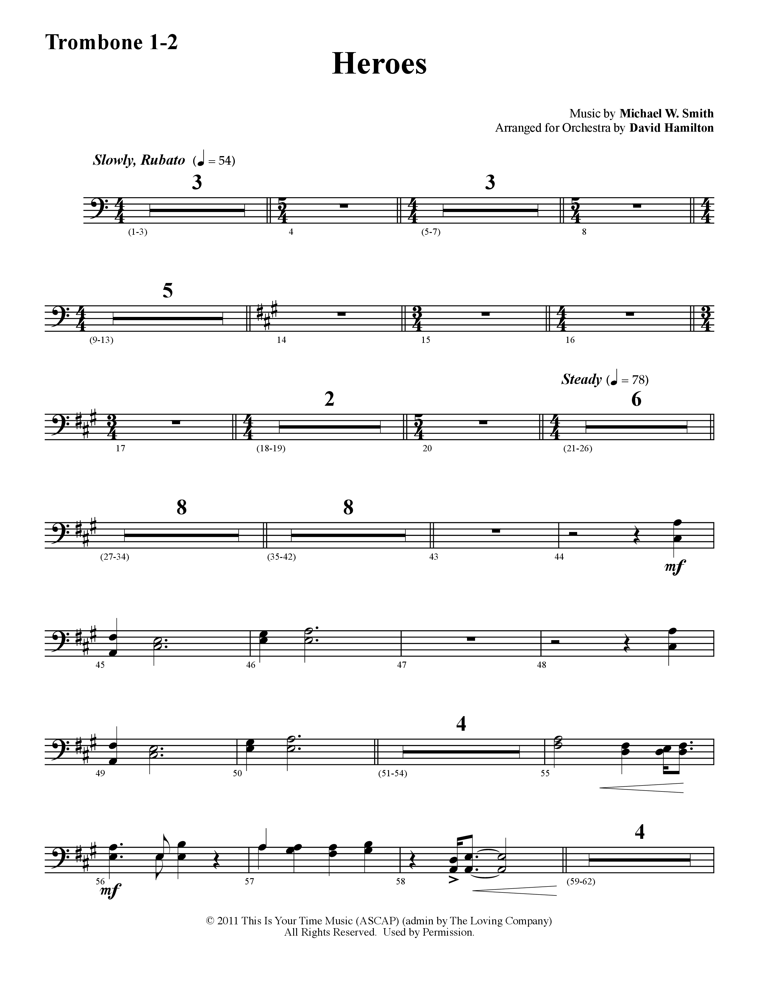 Heroes (Instrumental) Trombone 1/2 (Word Music / Arr. David Hamilton)