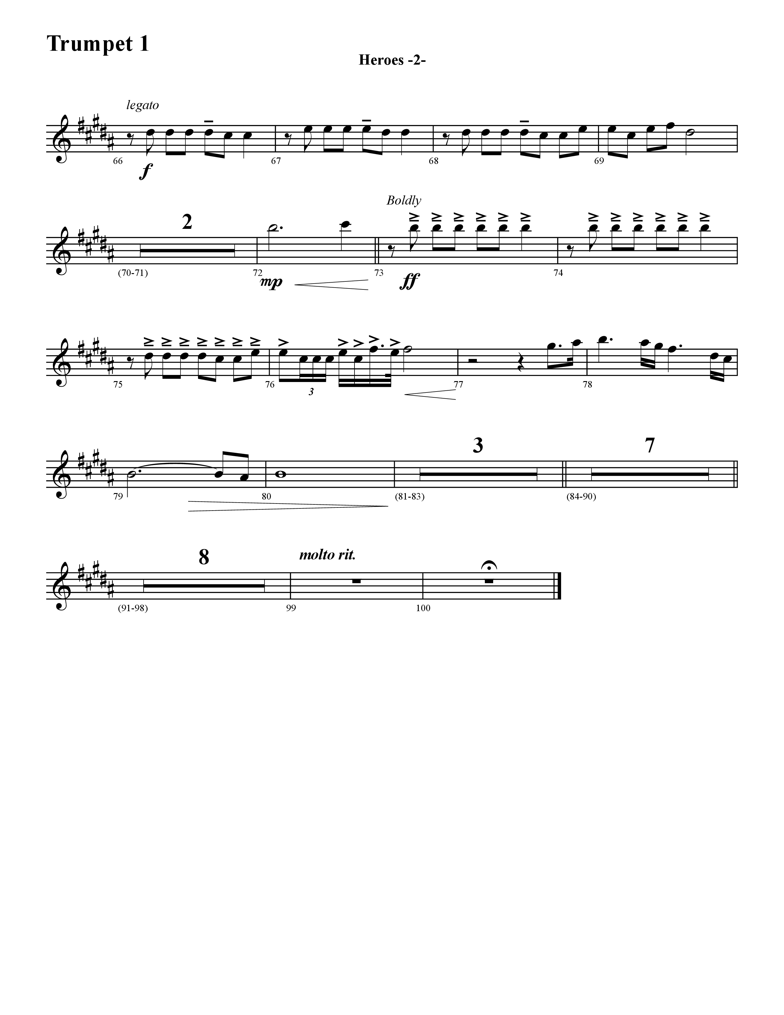 Heroes (Instrumental) Trumpet 1 (Word Music / Arr. David Hamilton)