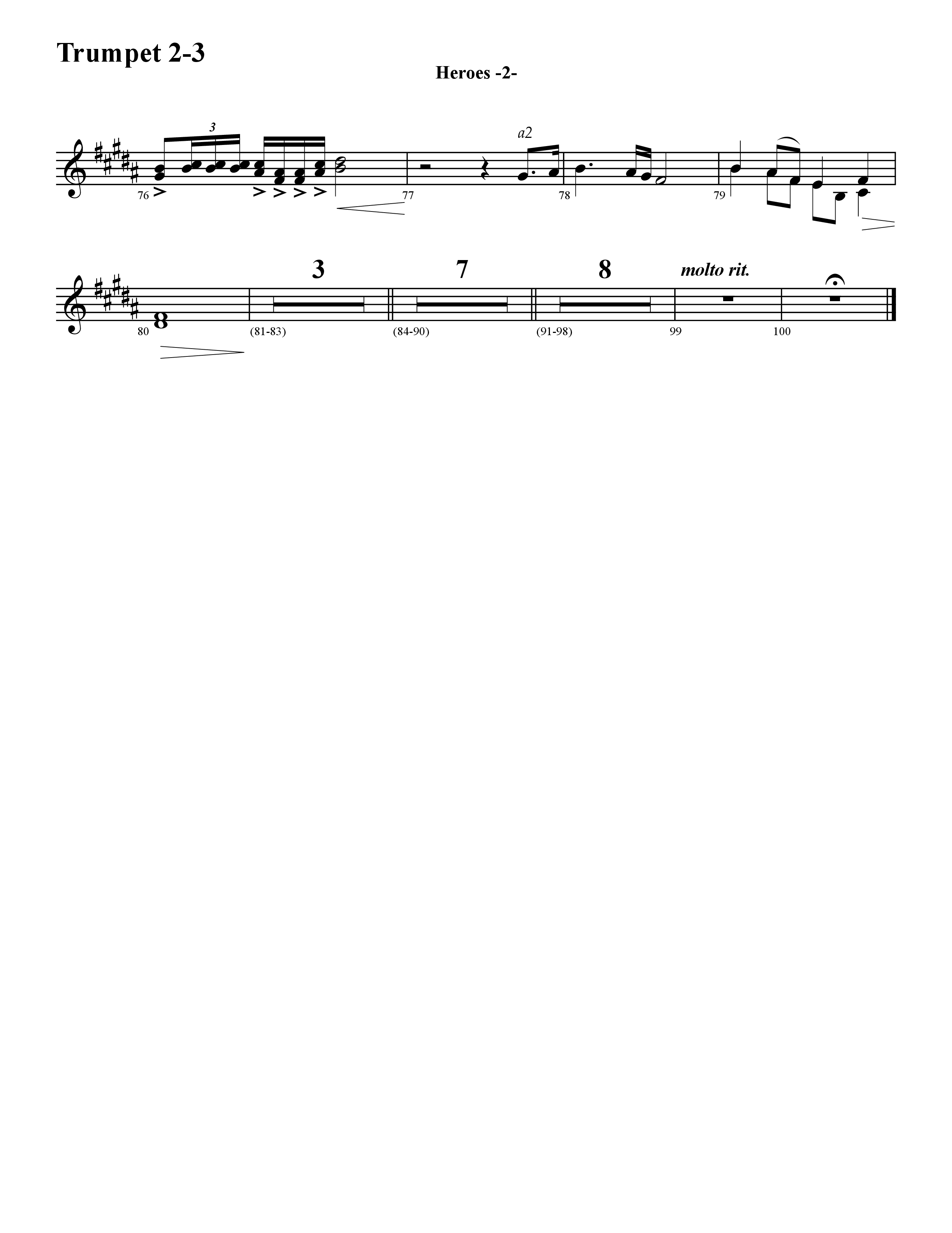 Heroes (Instrumental) Trumpet 2/3 (Word Music / Arr. David Hamilton)