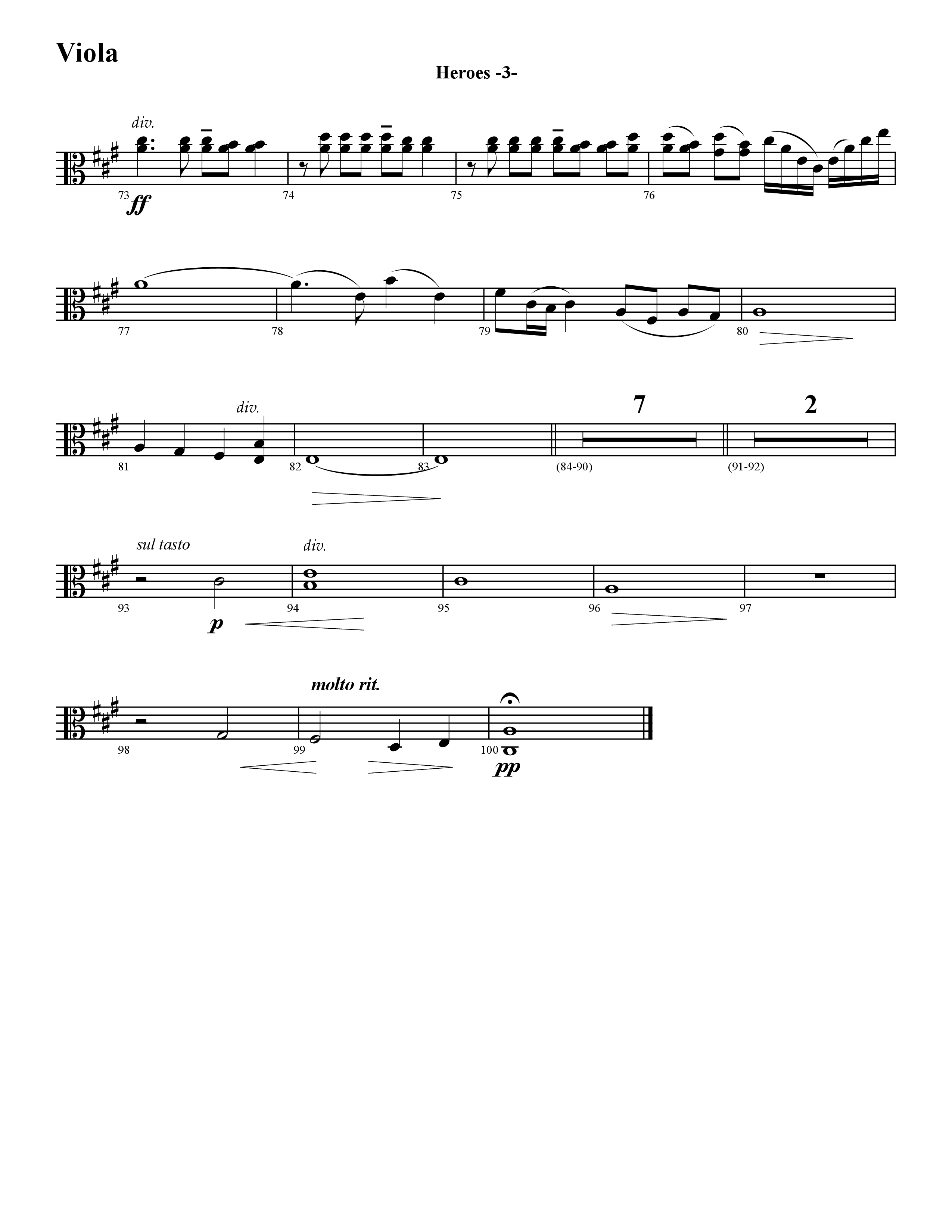 Heroes (Instrumental) Viola (Word Music / Arr. David Hamilton)