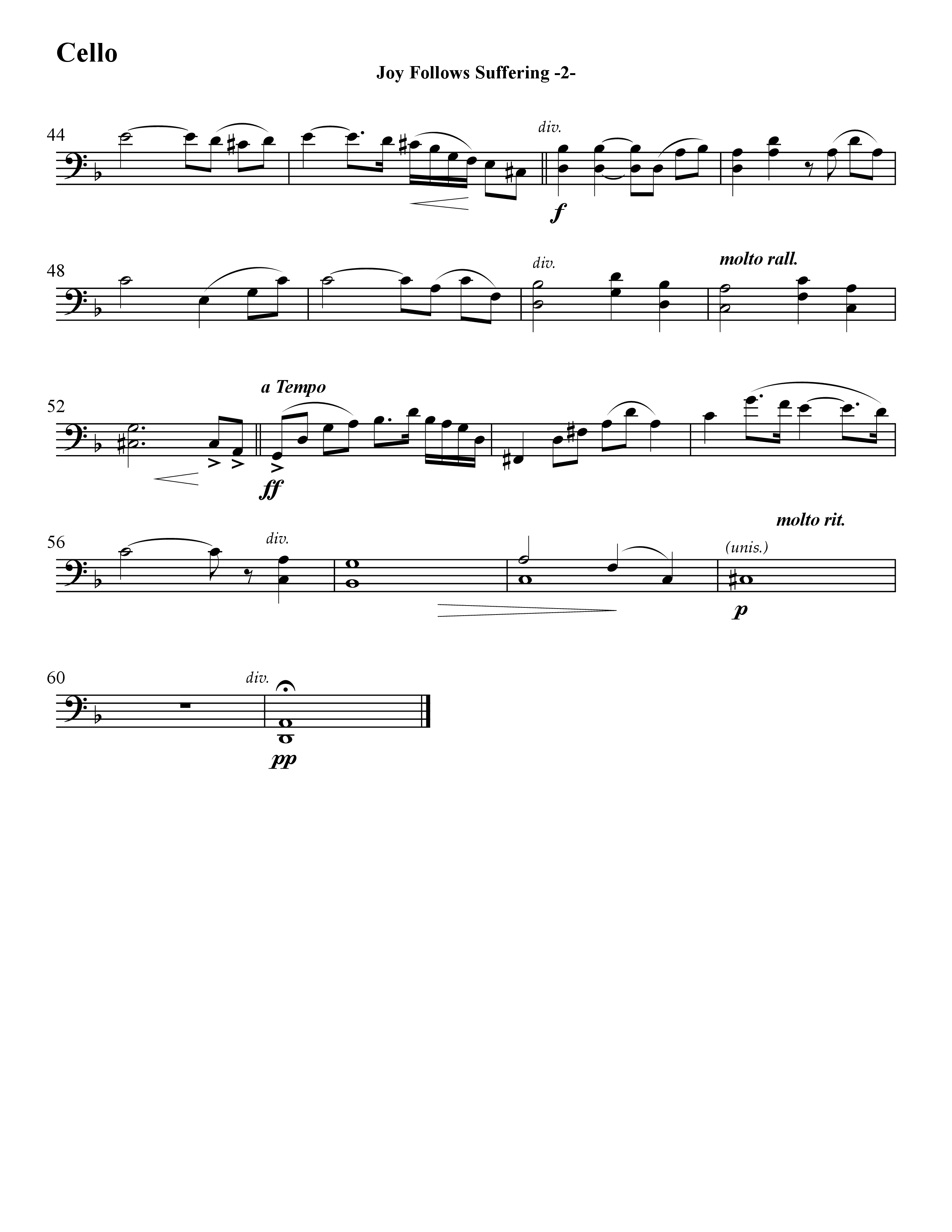 Joy Follows Suffering (Instrumental) Cello (Word Music / Arr. David Hamilton)