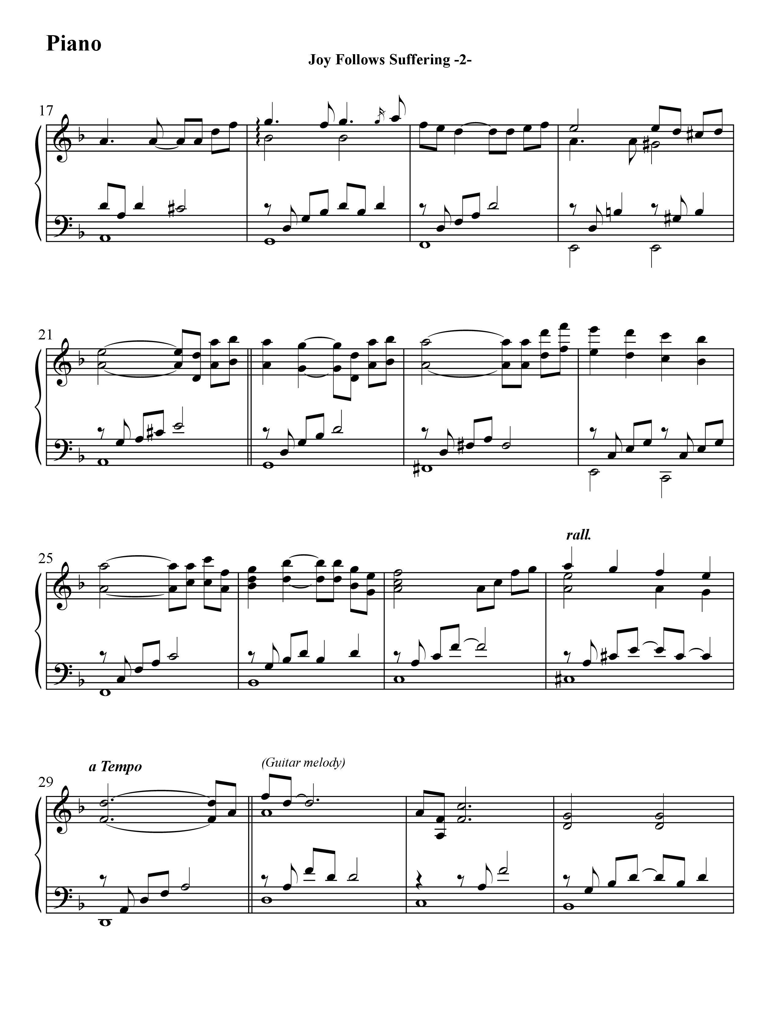 Joy Follows Suffering (Instrumental) Piano Sheet (Word Music / Arr. David Hamilton)