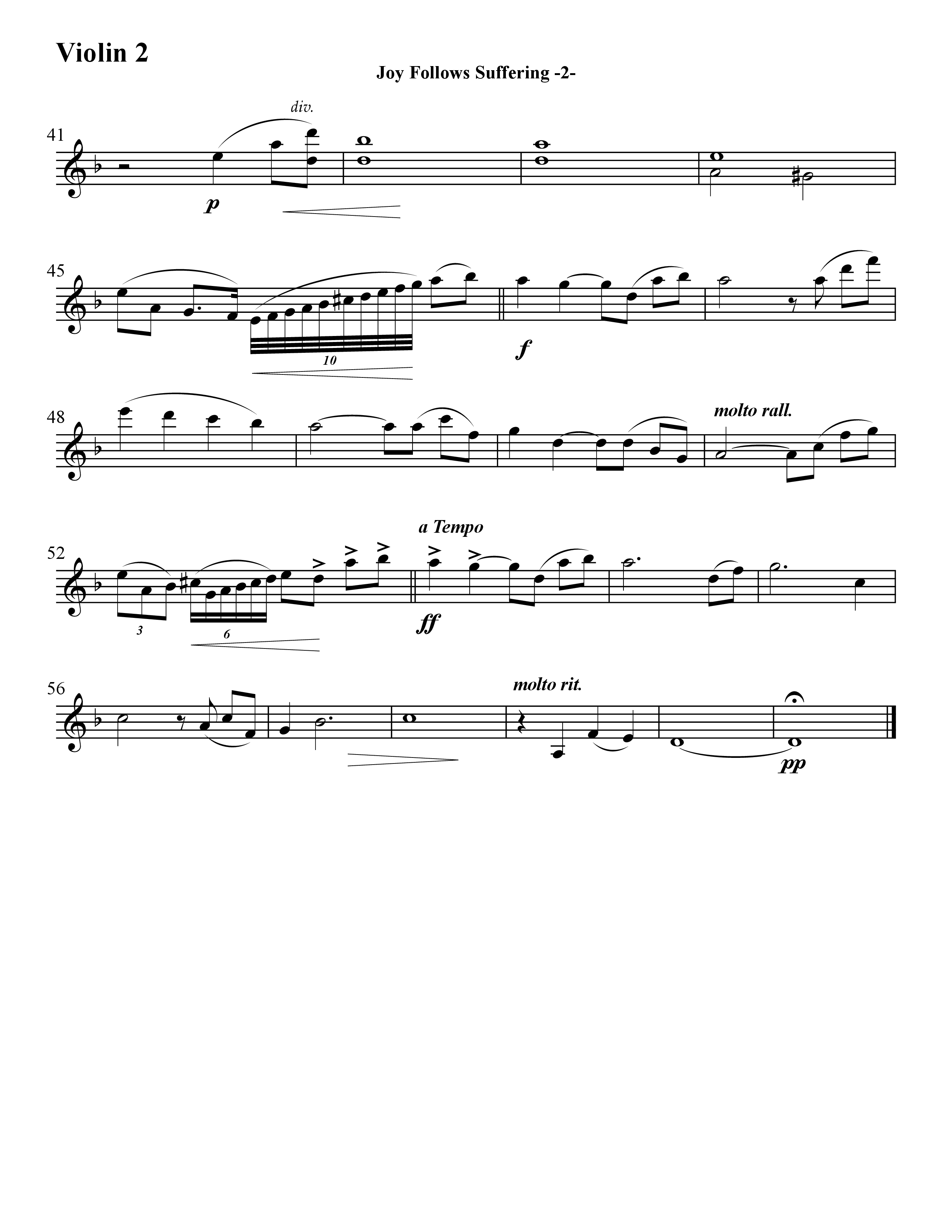 Joy Follows Suffering (Instrumental) Violin 2 (Word Music / Arr. David Hamilton)
