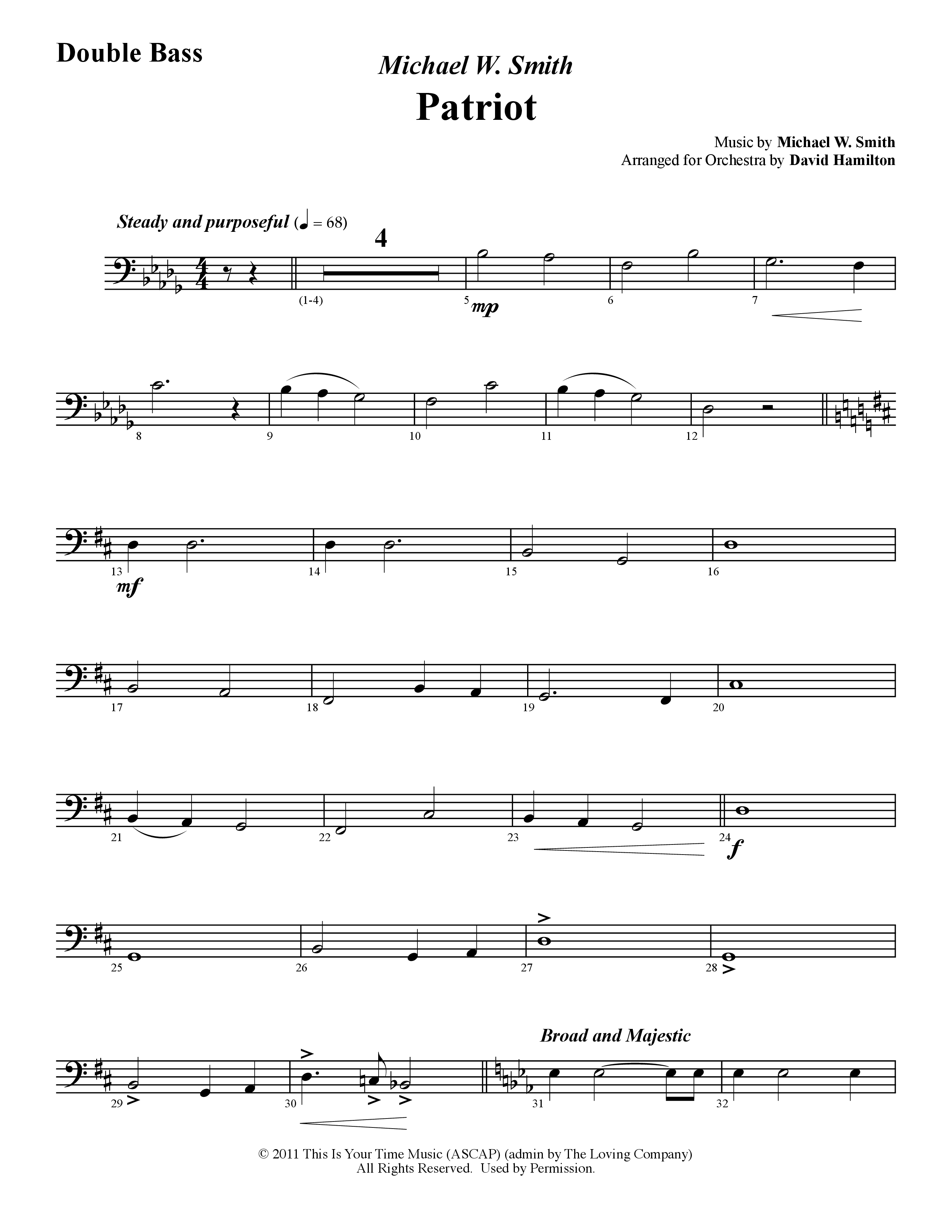 Patriot (Instrumental) Double Bass (Word Music / Arr. David Hamilton)
