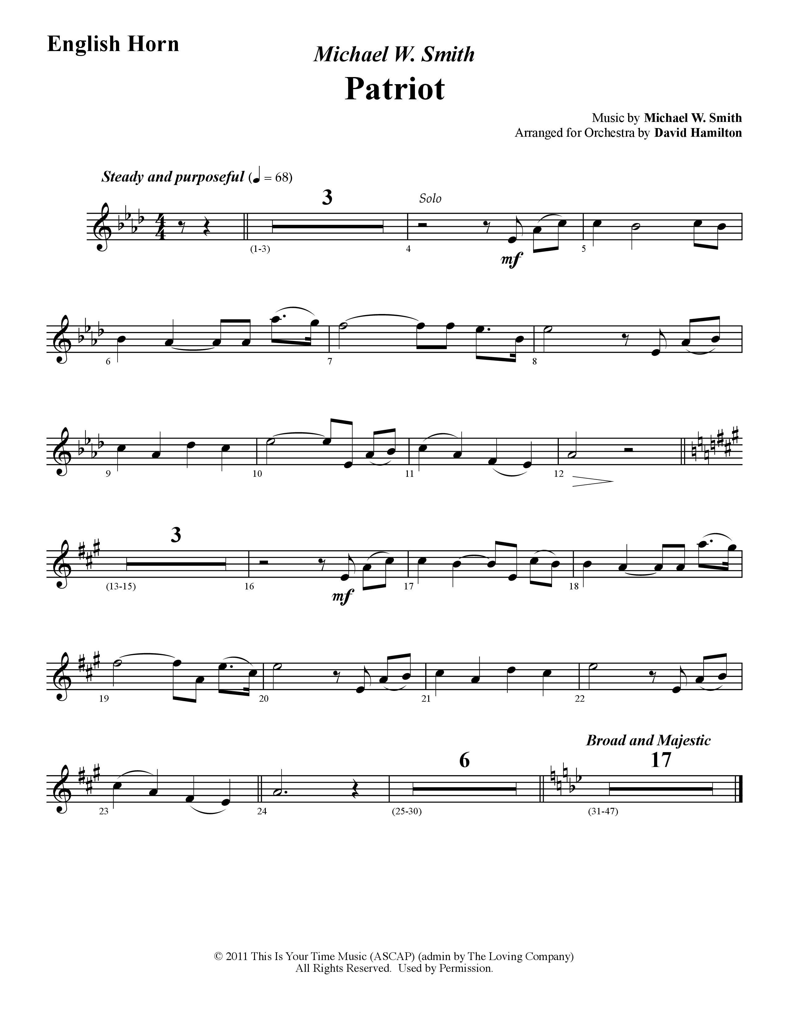Patriot (Instrumental) English Horn (Word Music / Arr. David Hamilton)