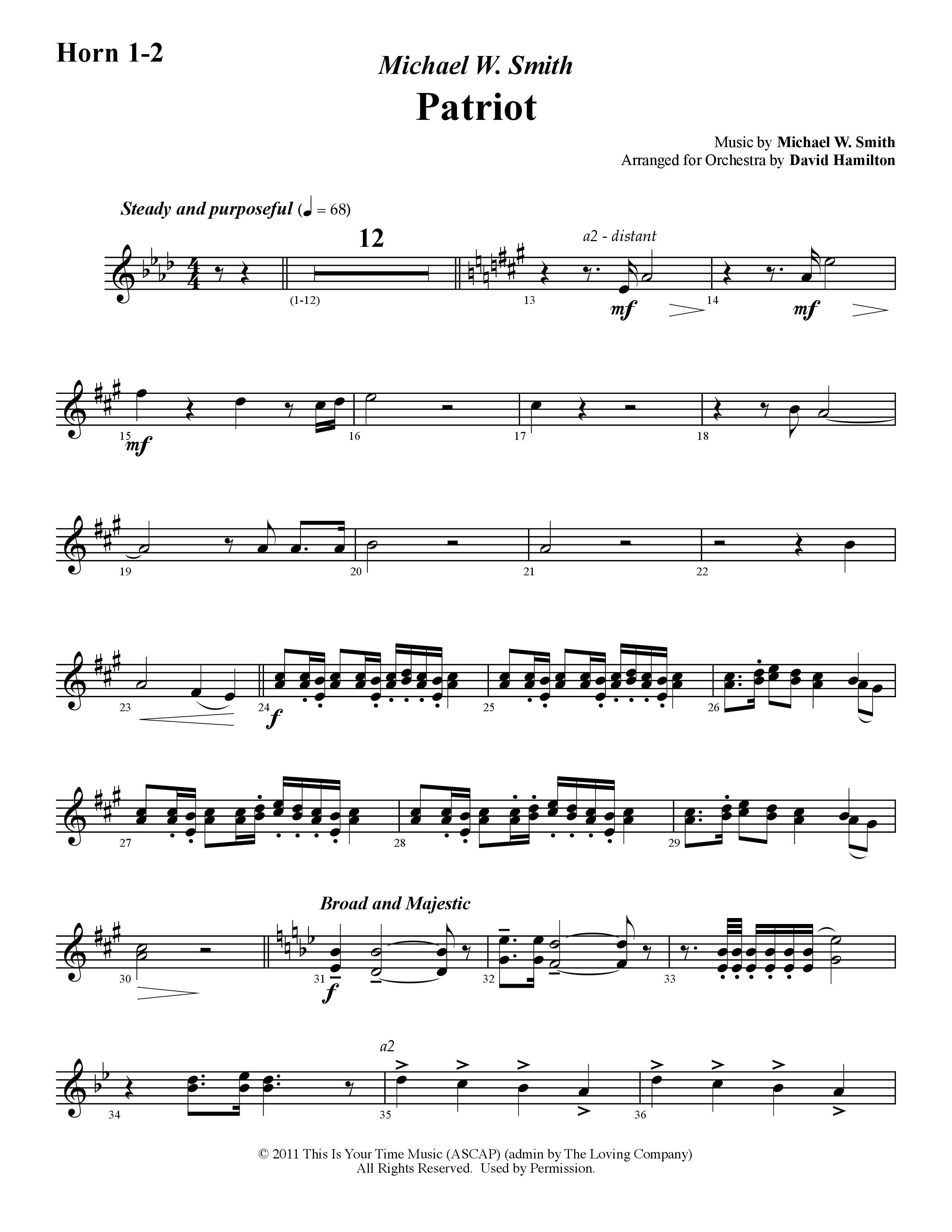 Patriot (Instrumental) French Horn 1/2 (Word Music / Arr. David Hamilton)