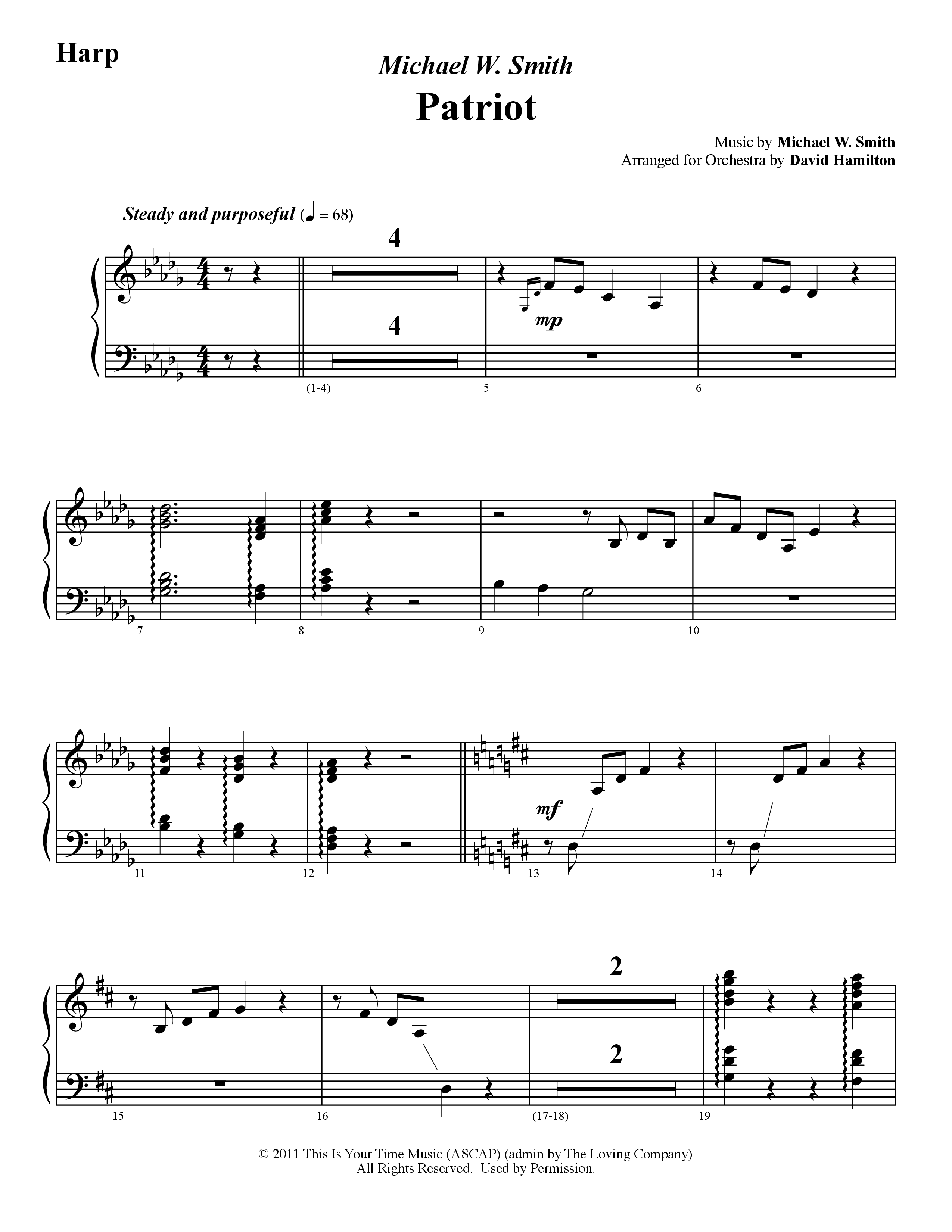 Patriot (Instrumental) Harp (Word Music / Arr. David Hamilton)