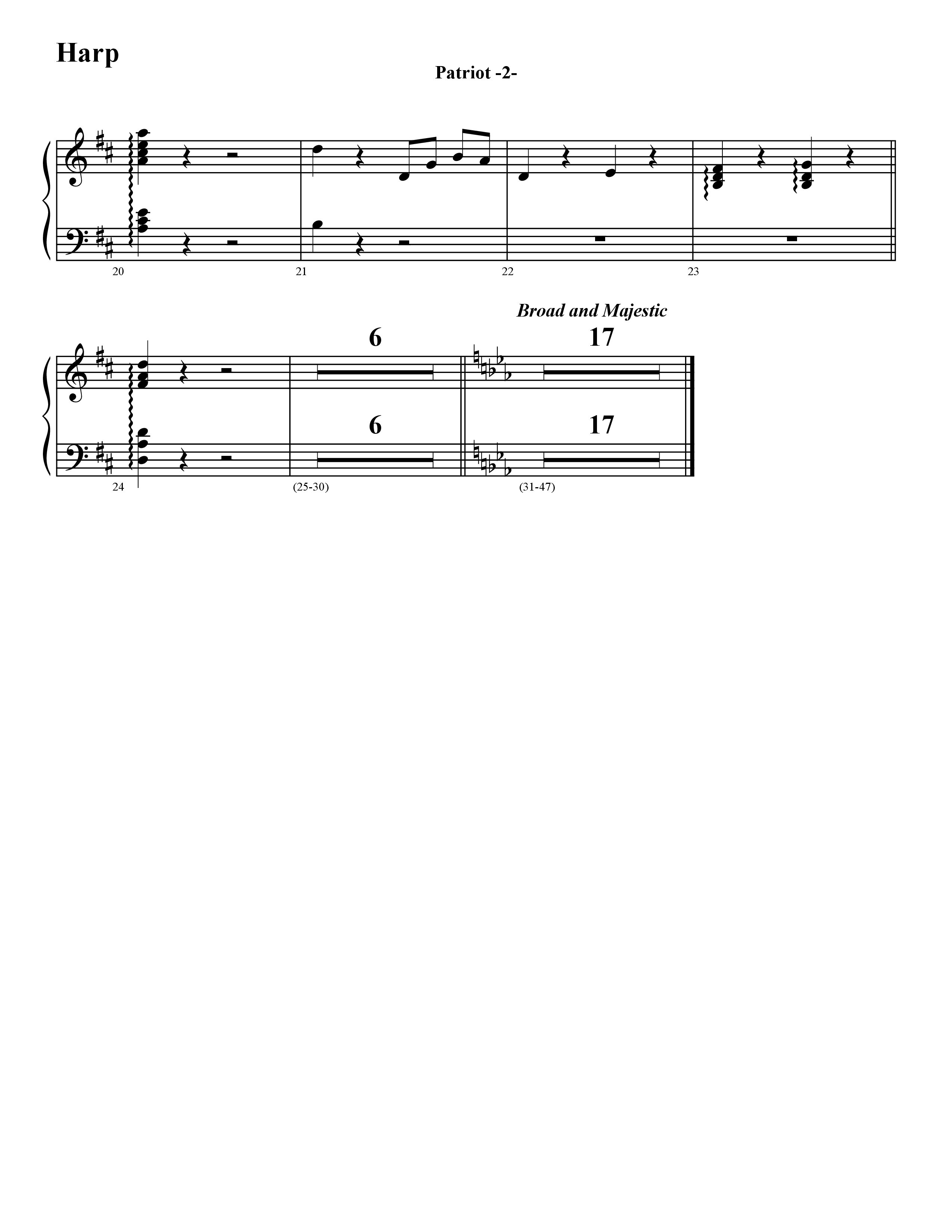 Patriot (Instrumental) Harp (Word Music / Arr. David Hamilton)