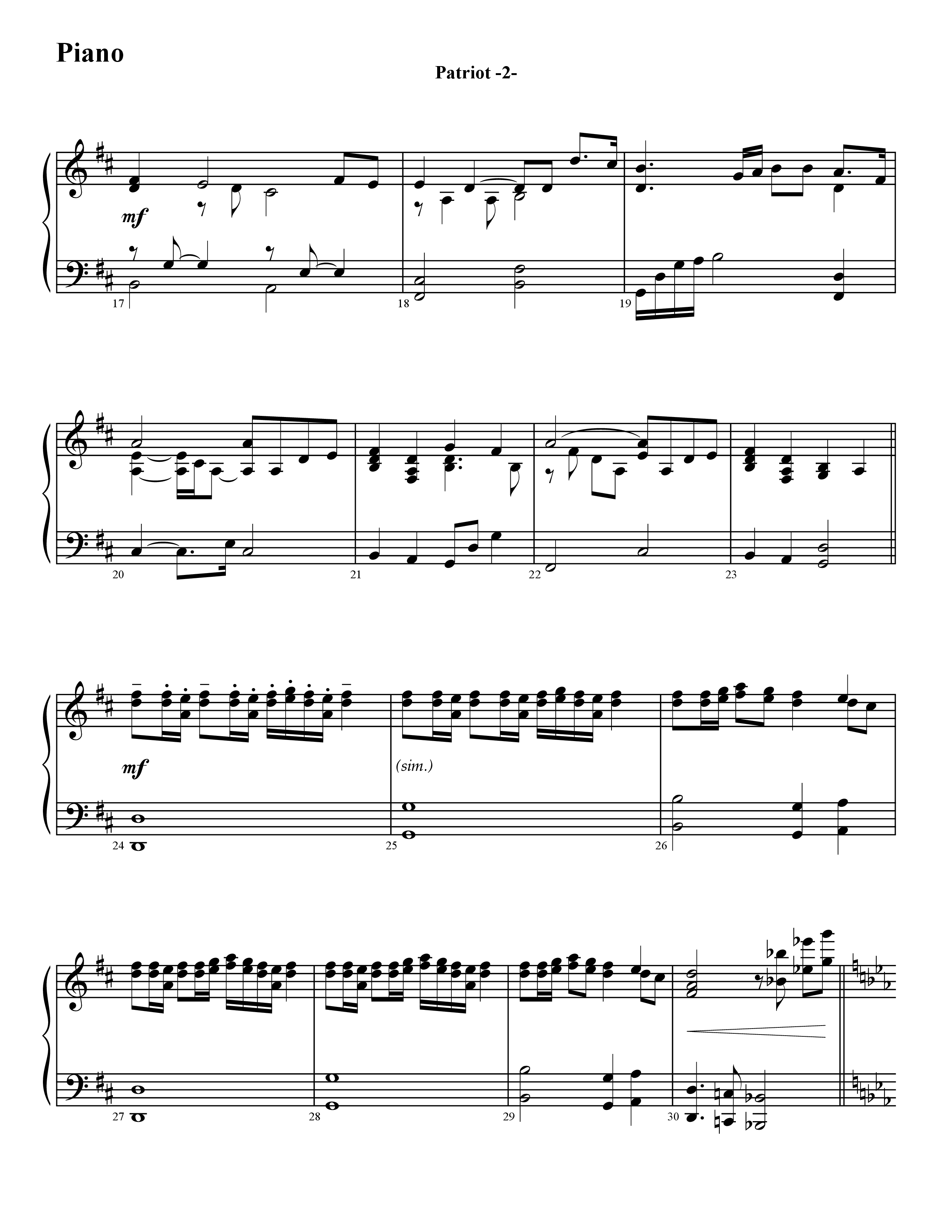 Patriot (Instrumental) Piano Sheet (Word Music / Arr. David Hamilton)