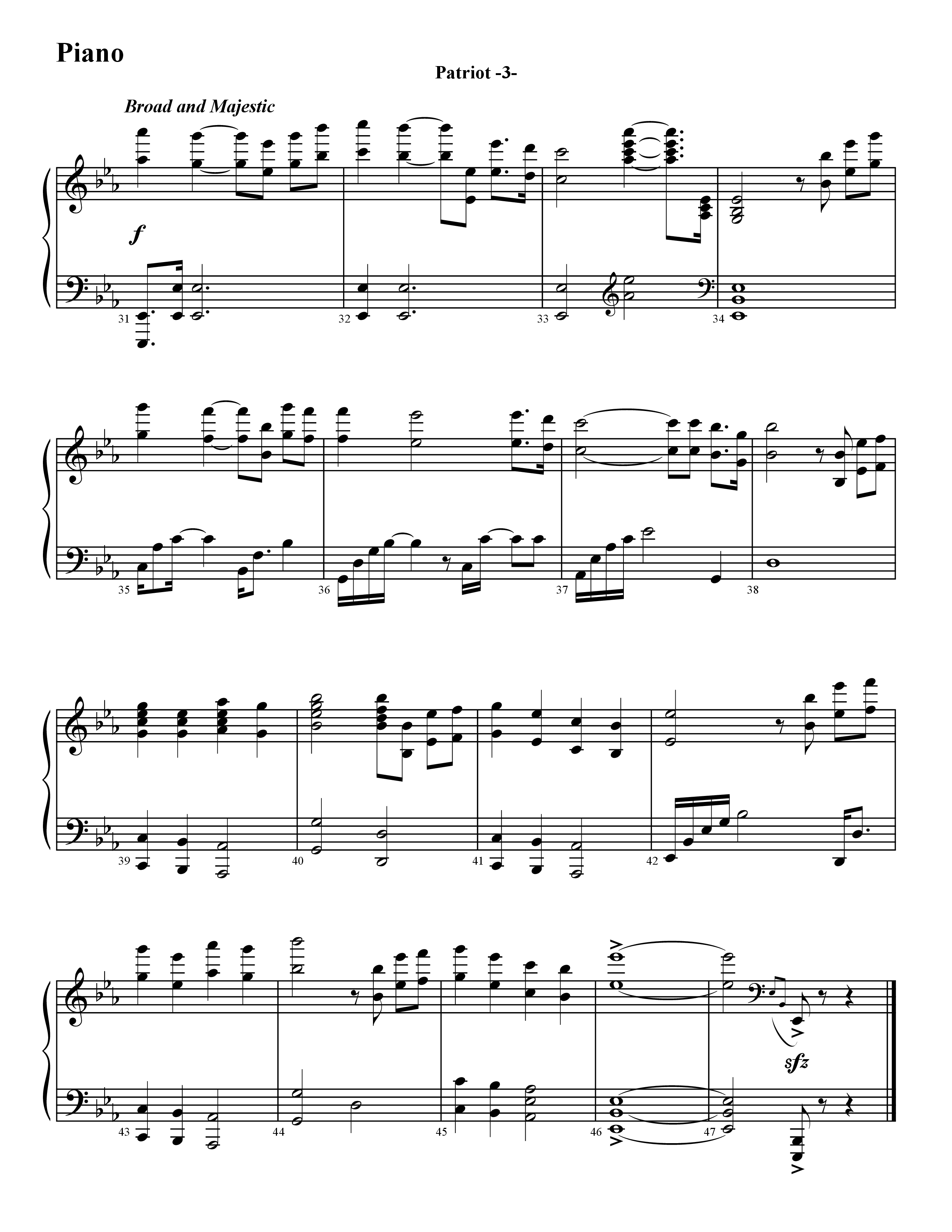 Patriot (Instrumental) Piano Sheet (Word Music / Arr. David Hamilton)