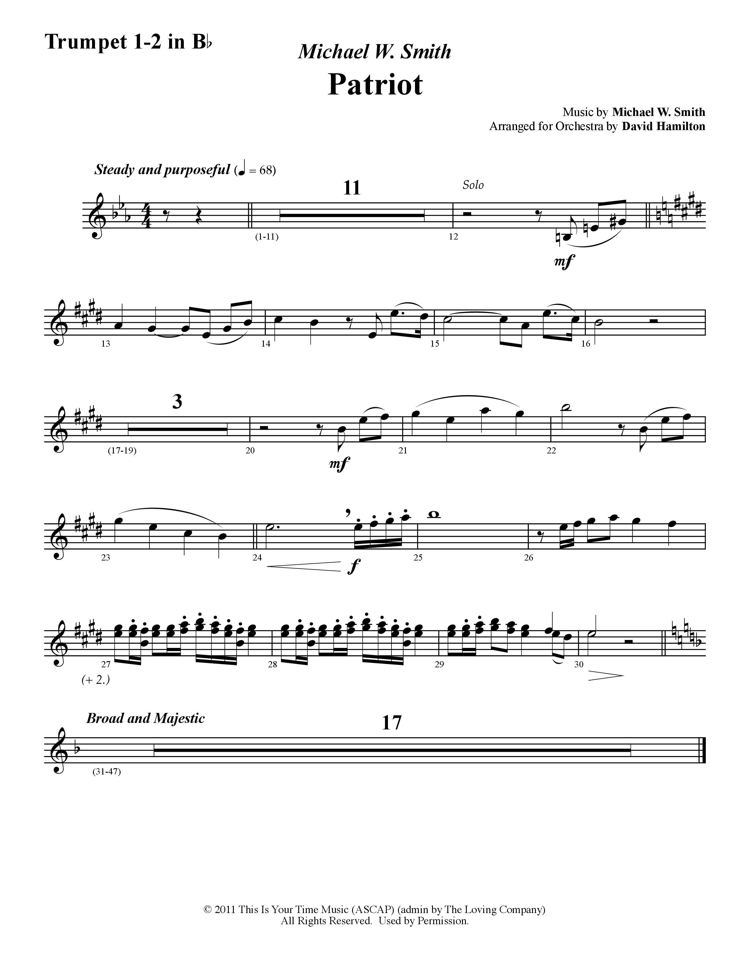 Patriot (Instrumental) Trumpet 1,2 (Word Music / Arr. David Hamilton)