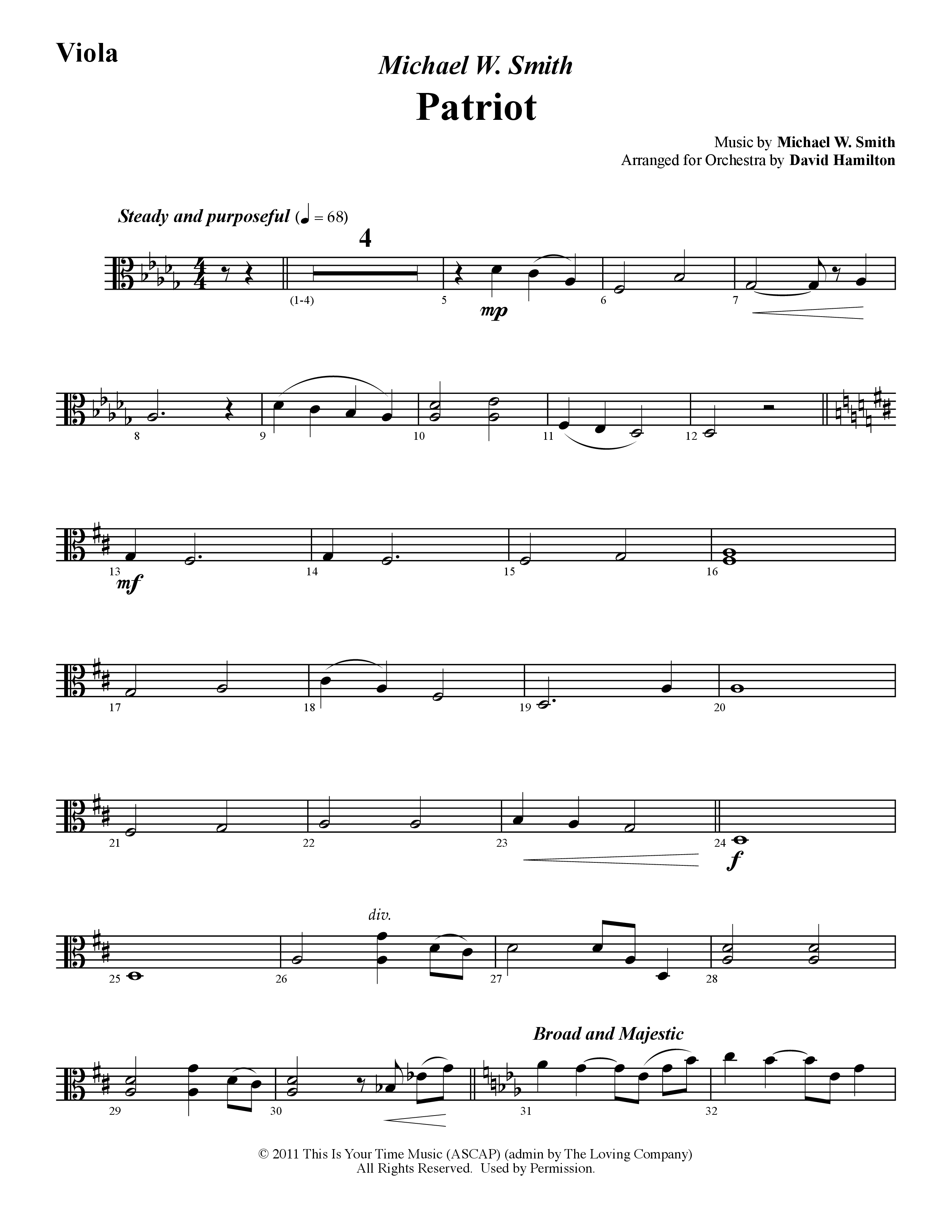 Patriot (Instrumental) Viola (Word Music / Arr. David Hamilton)