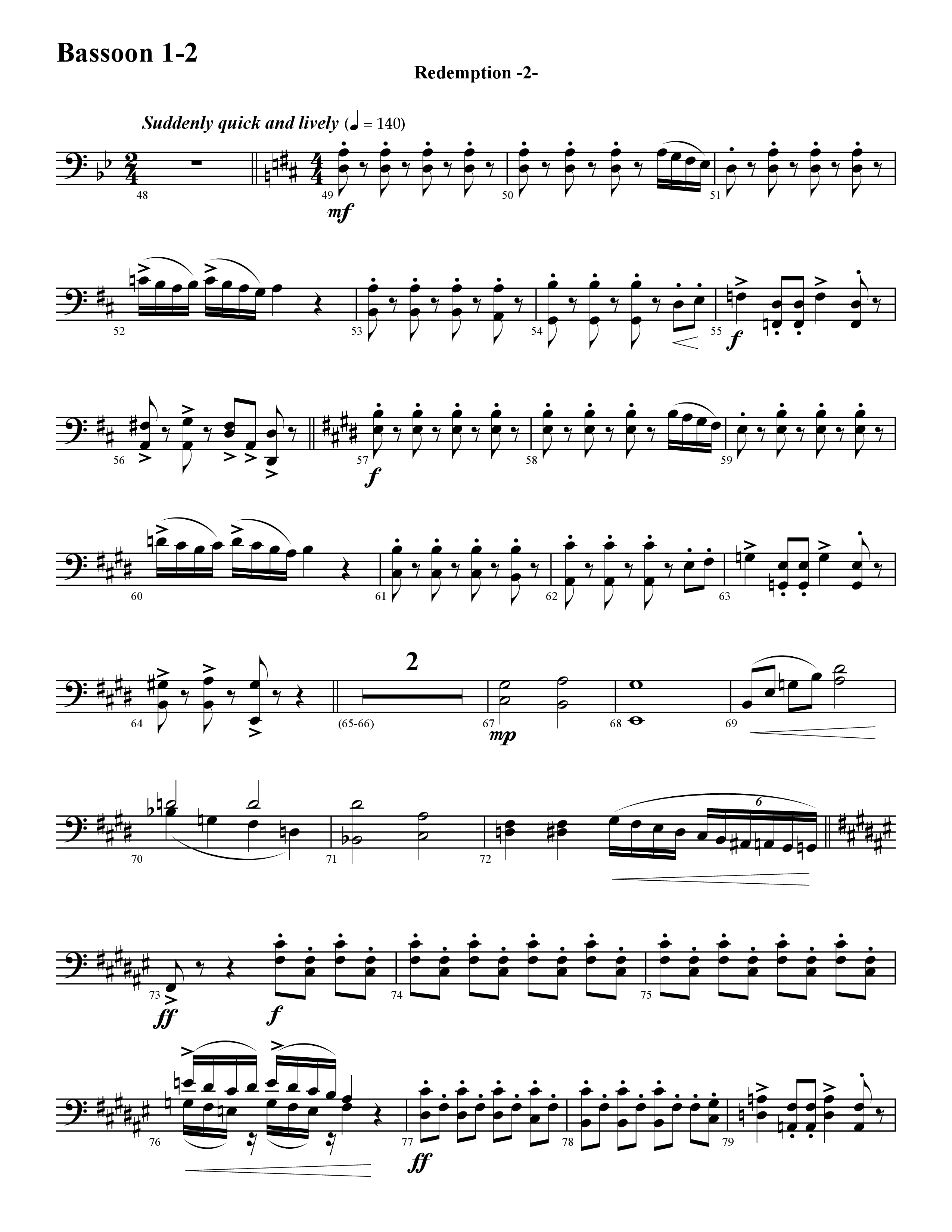 Redemption (Instrumental) Bassoon 1/2 (Word Music / Arr. David Hamilton)