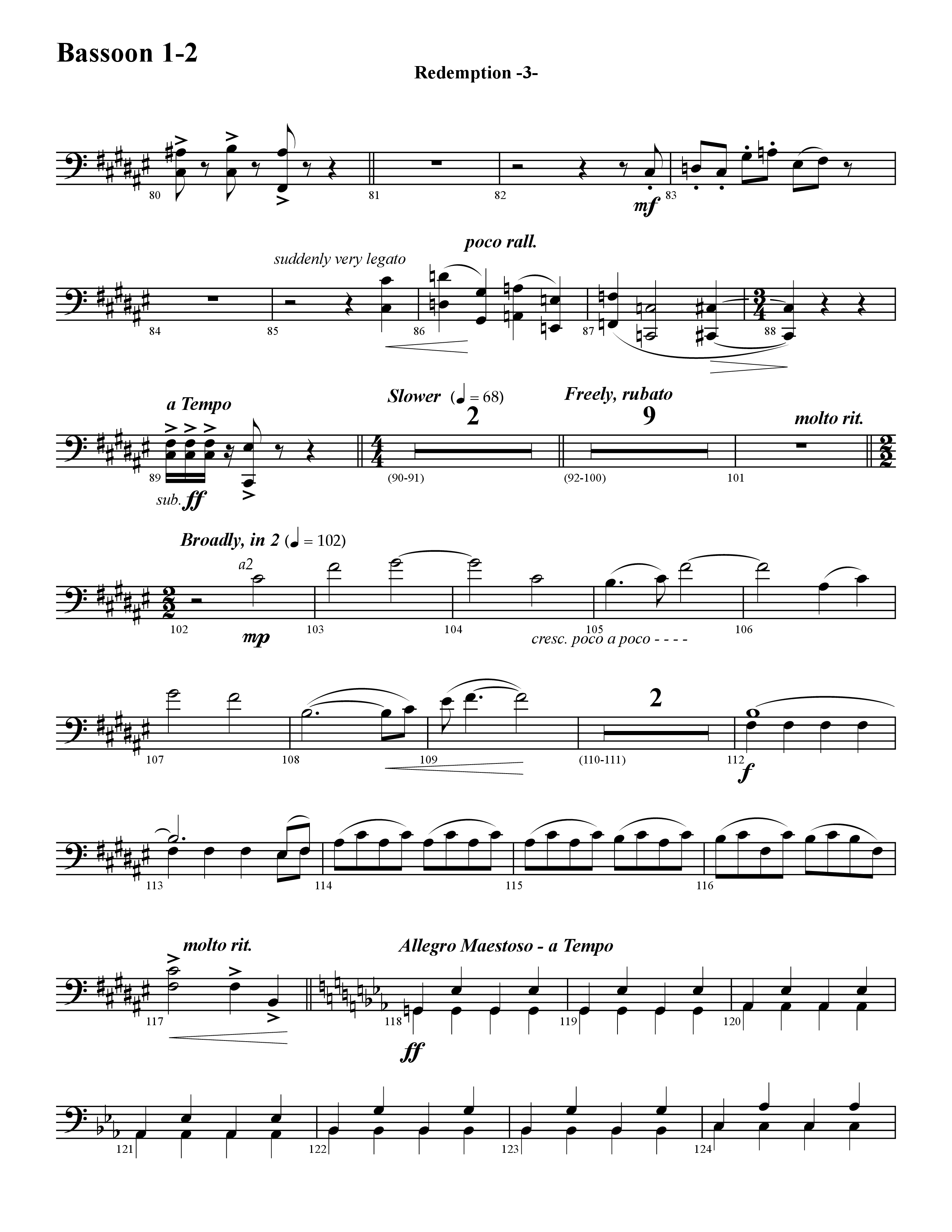 Redemption (Instrumental) Bassoon 1/2 (Word Music / Arr. David Hamilton)