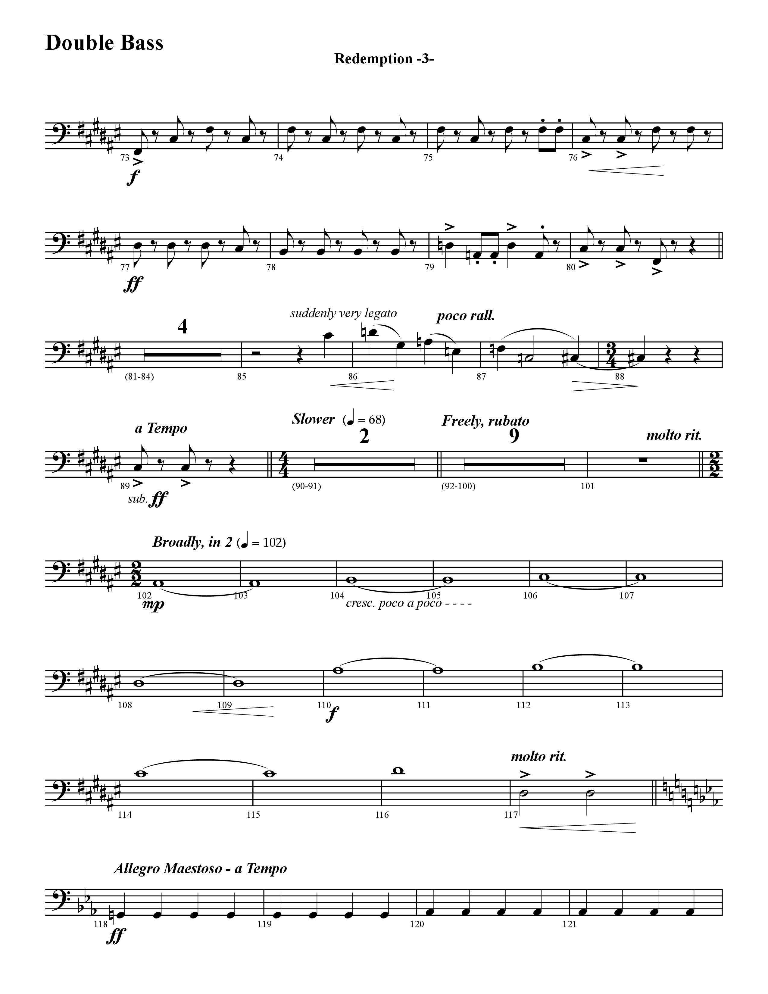Redemption (Instrumental) Double Bass (Word Music / Arr. David Hamilton)