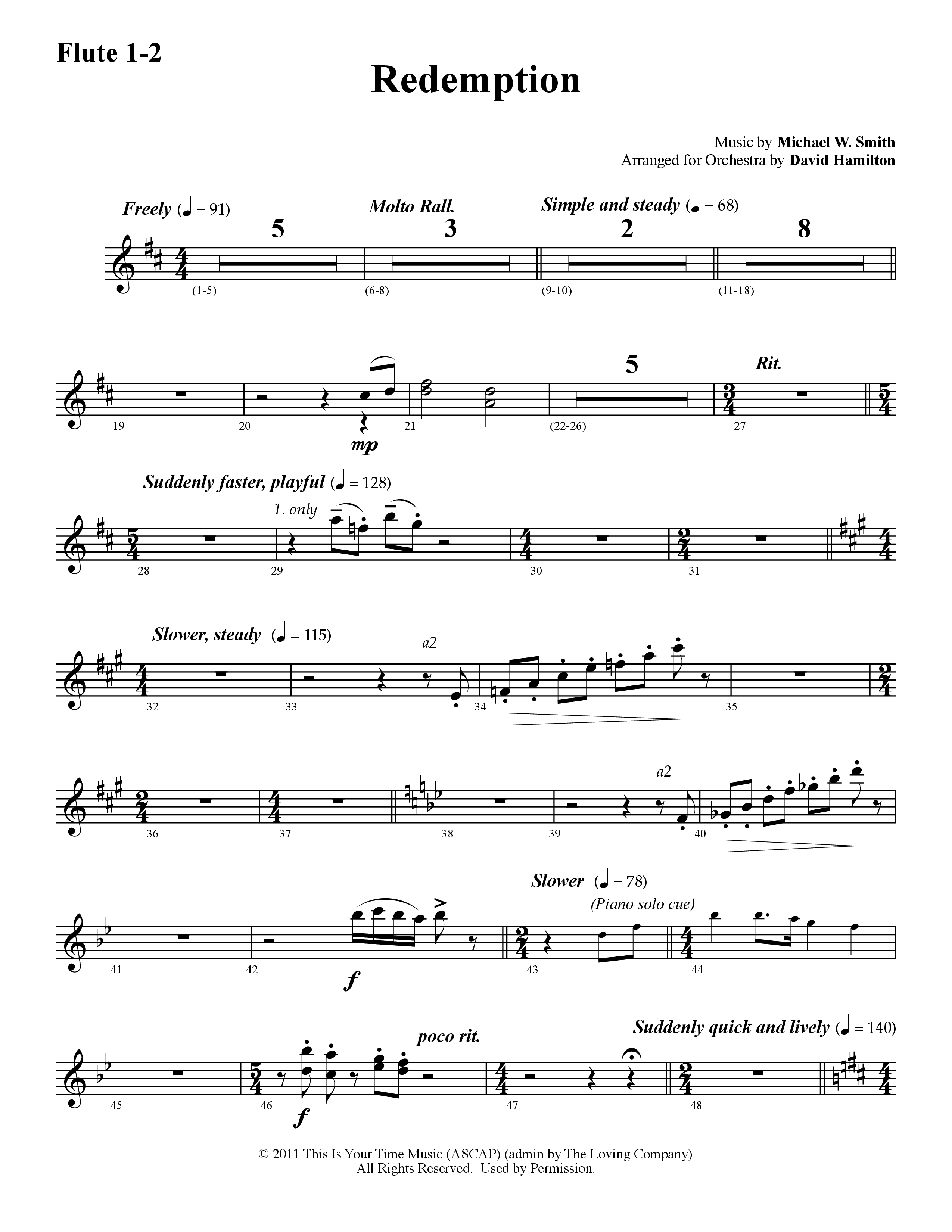 Redemption (Instrumental) Flute 1/2 (Word Music / Arr. David Hamilton)