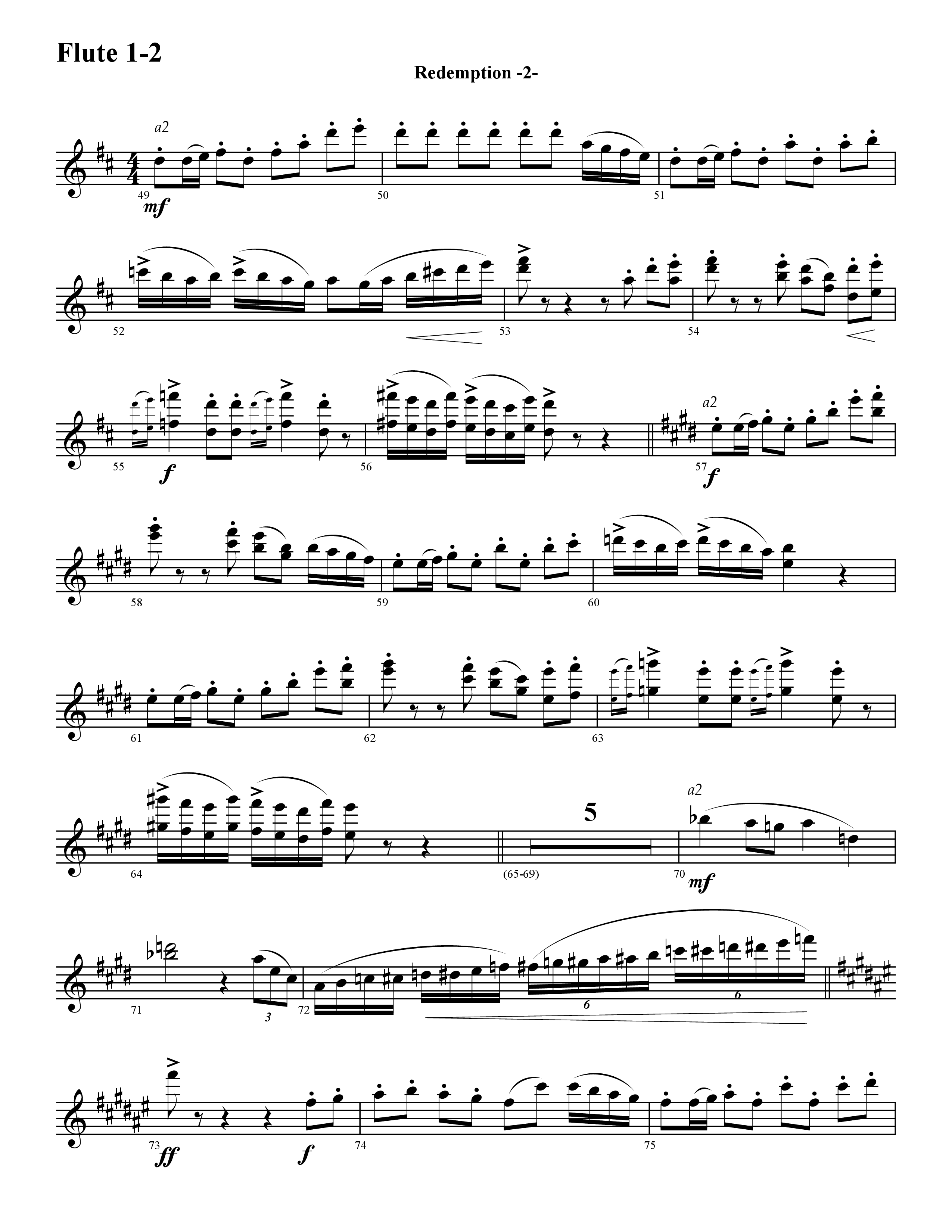 Redemption (Instrumental) Flute 1/2 (Word Music / Arr. David Hamilton)