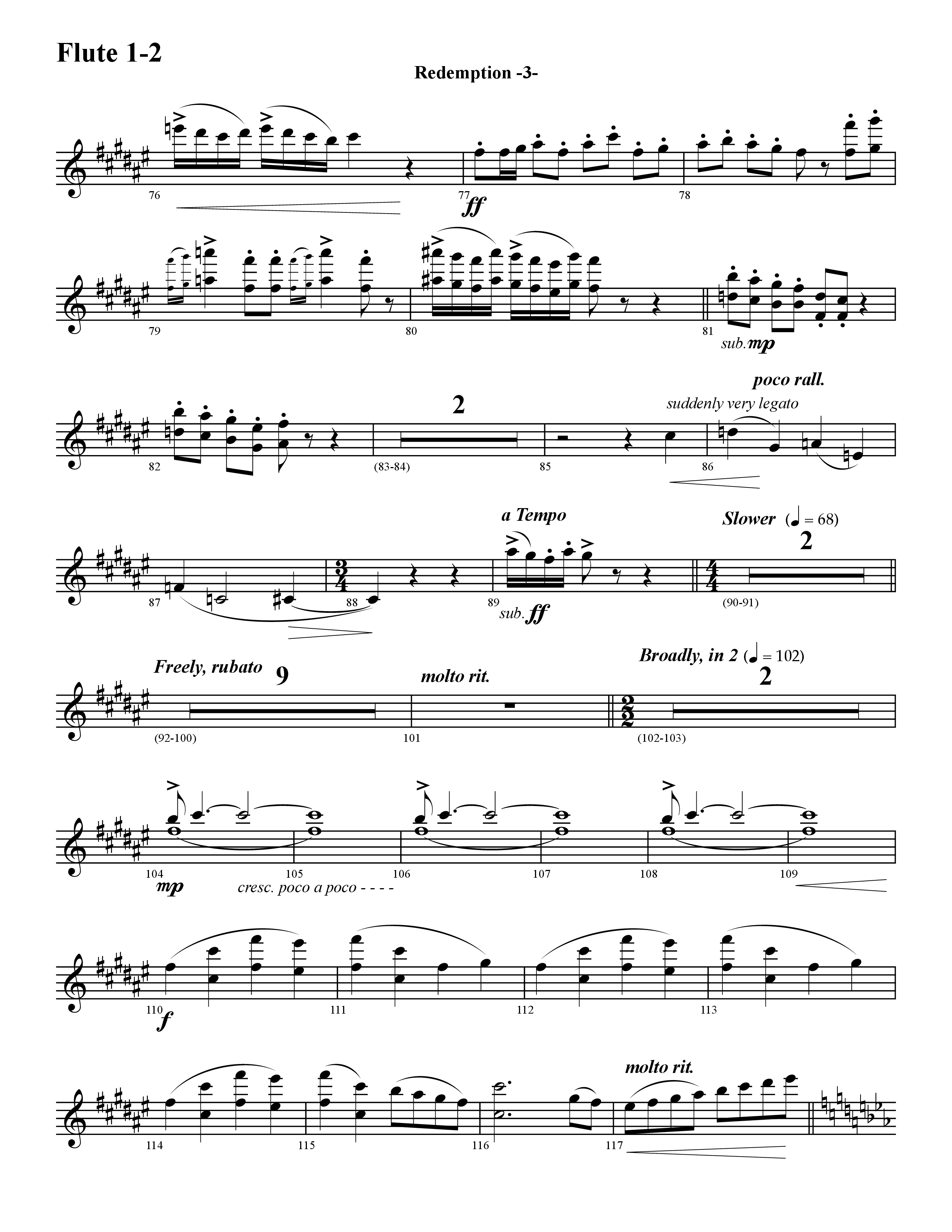 Redemption (Instrumental) Flute 1/2 (Word Music / Arr. David Hamilton)