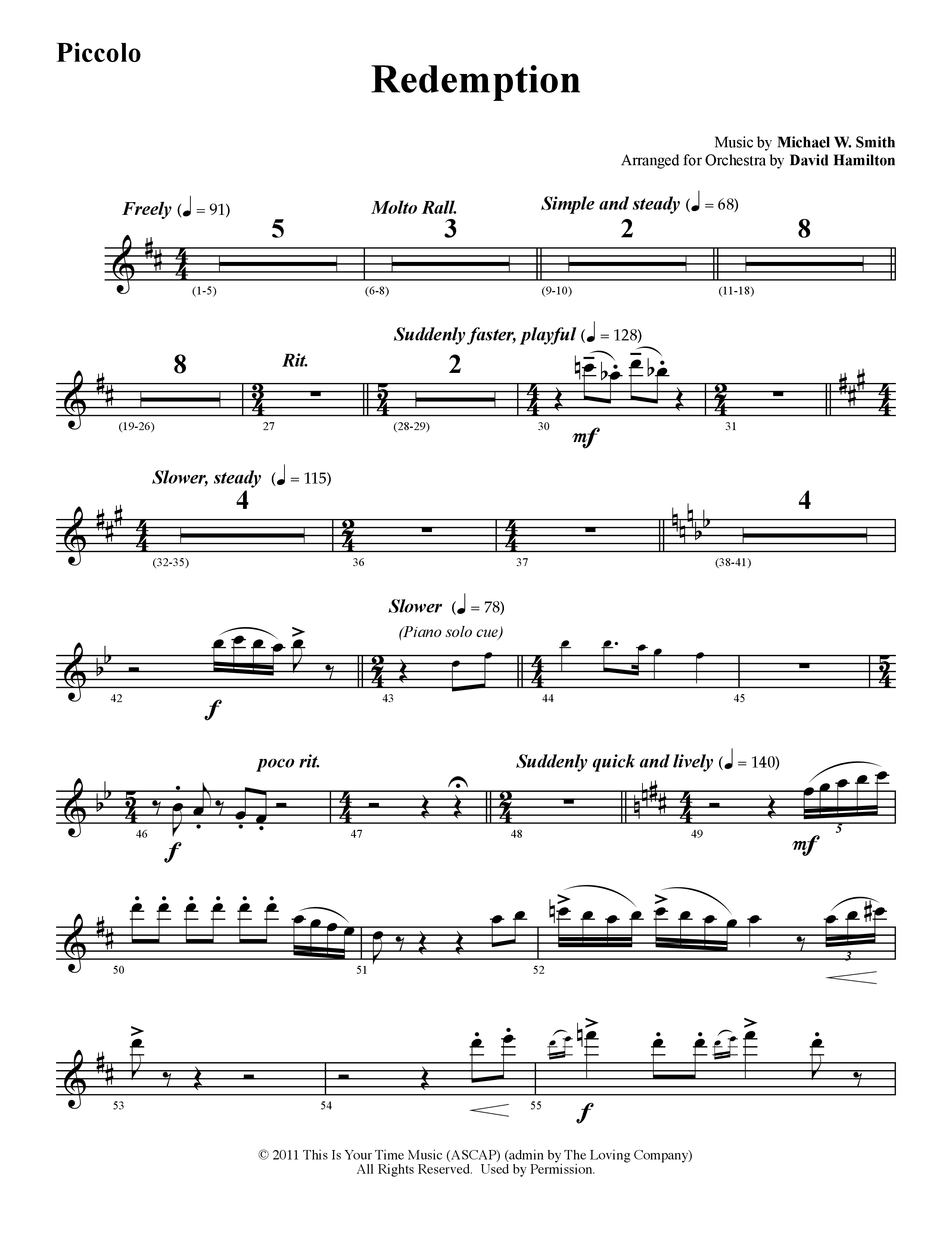 Redemption (Instrumental) Flute/Piccolo (Word Music / Arr. David Hamilton)