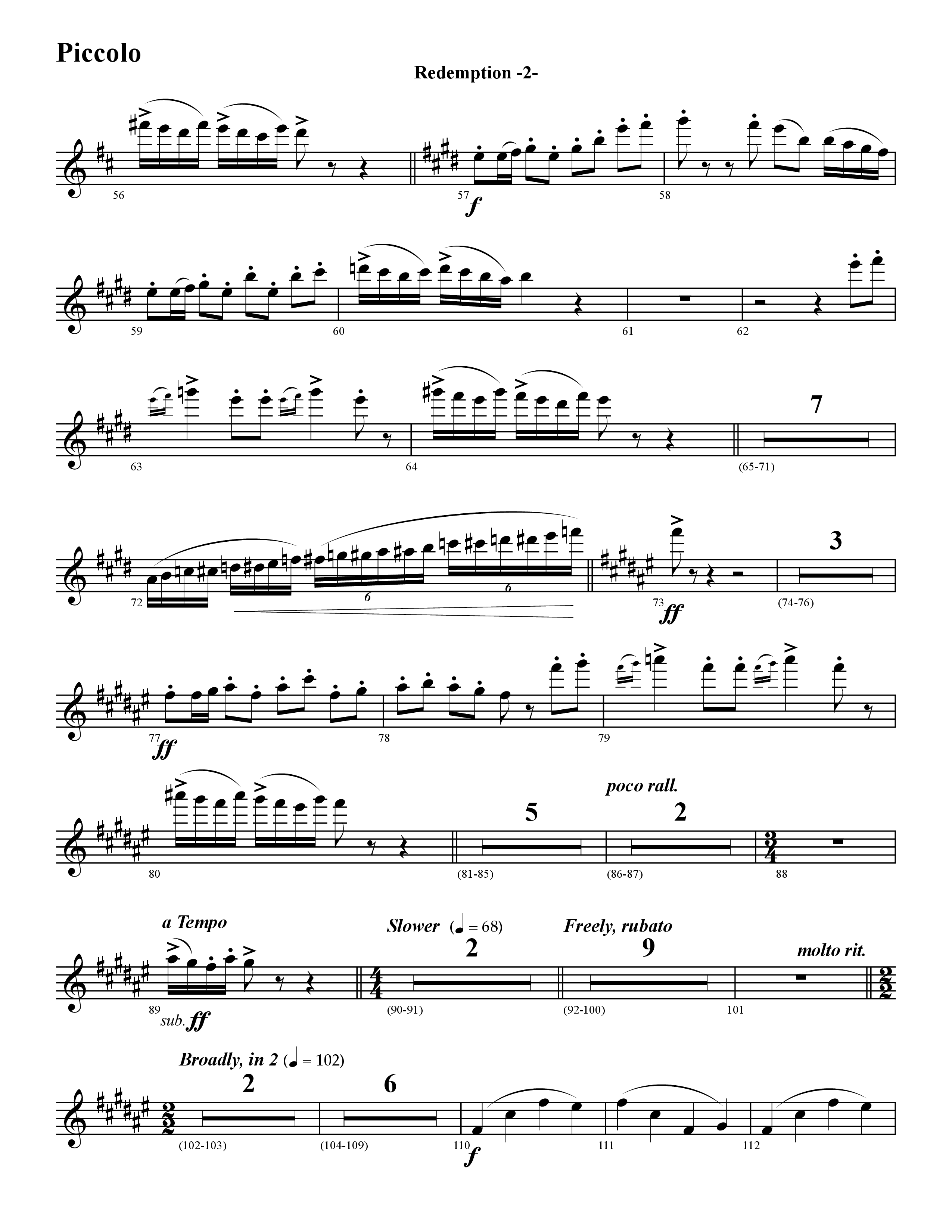 Redemption (Instrumental) Flute/Piccolo (Word Music / Arr. David Hamilton)
