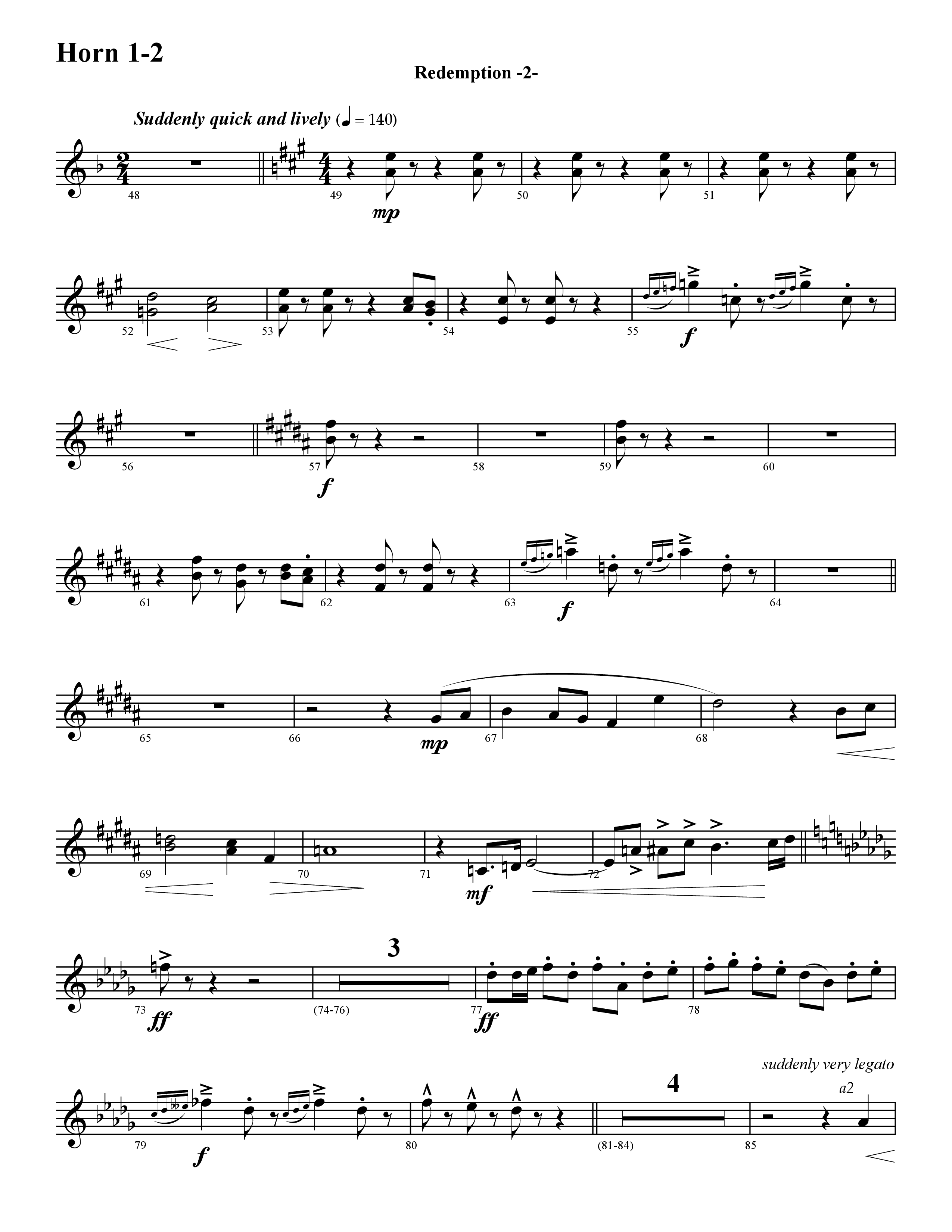 Redemption (Instrumental) French Horn 1/2 (Word Music / Arr. David Hamilton)