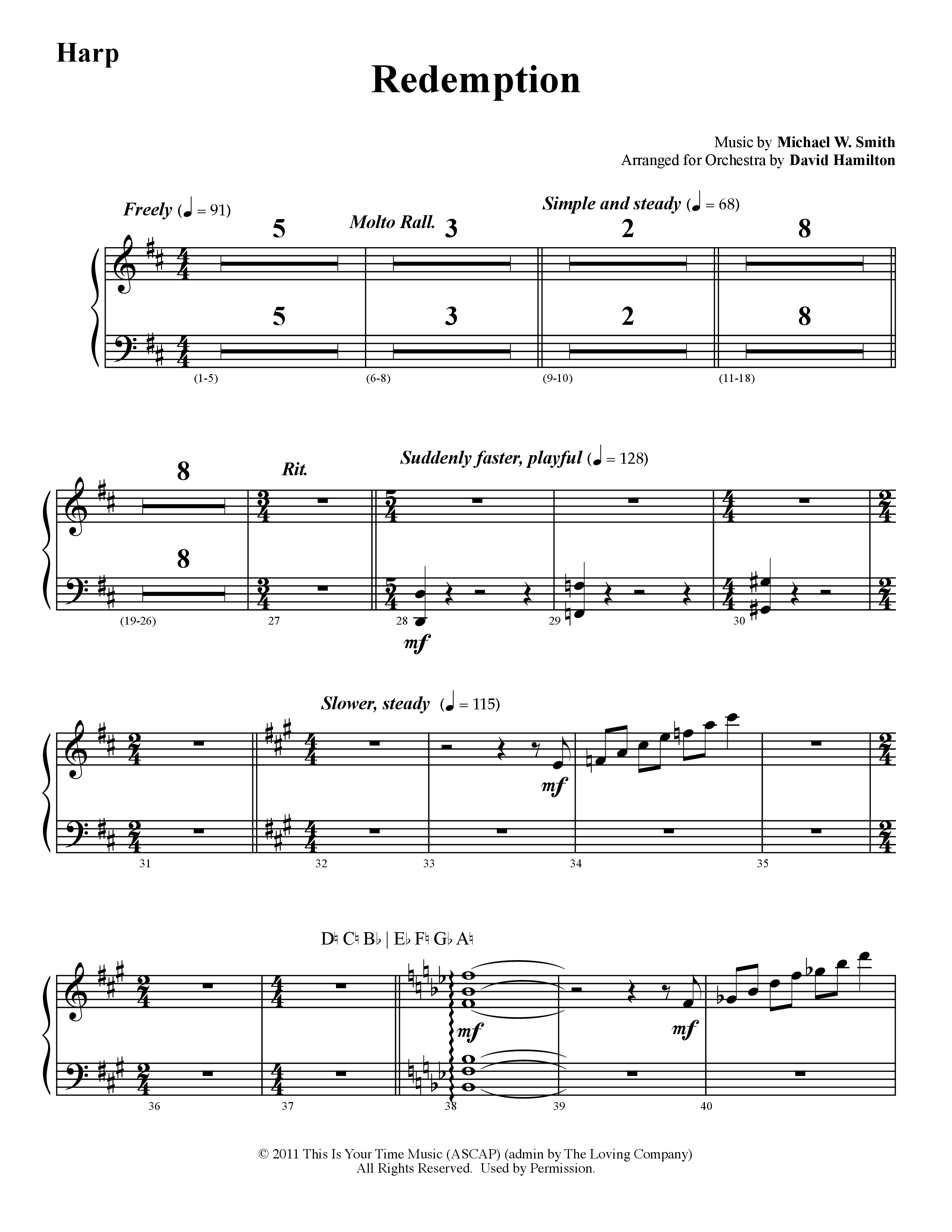 Redemption (Instrumental) Harp (Word Music / Arr. David Hamilton)