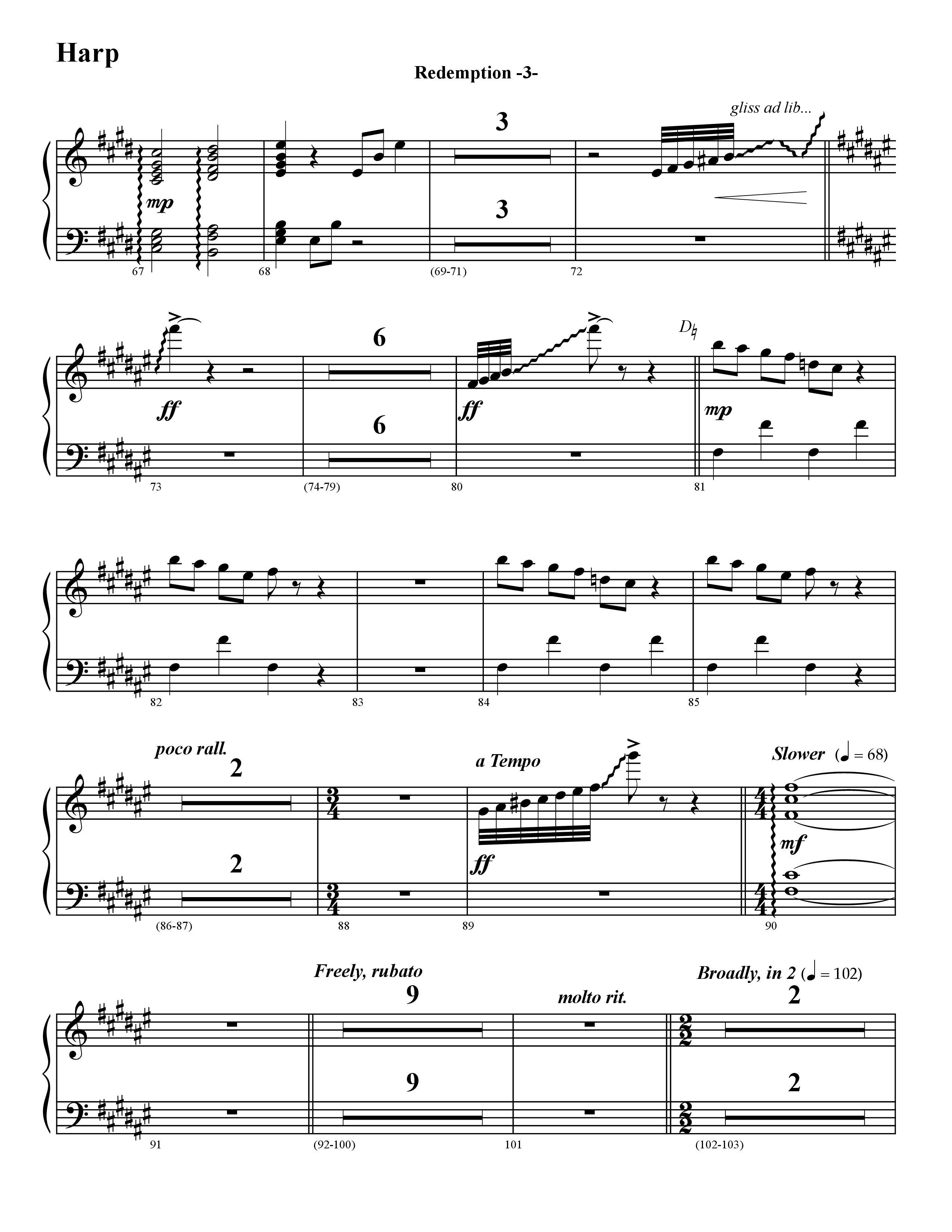 Redemption (Instrumental) Harp (Word Music / Arr. David Hamilton)