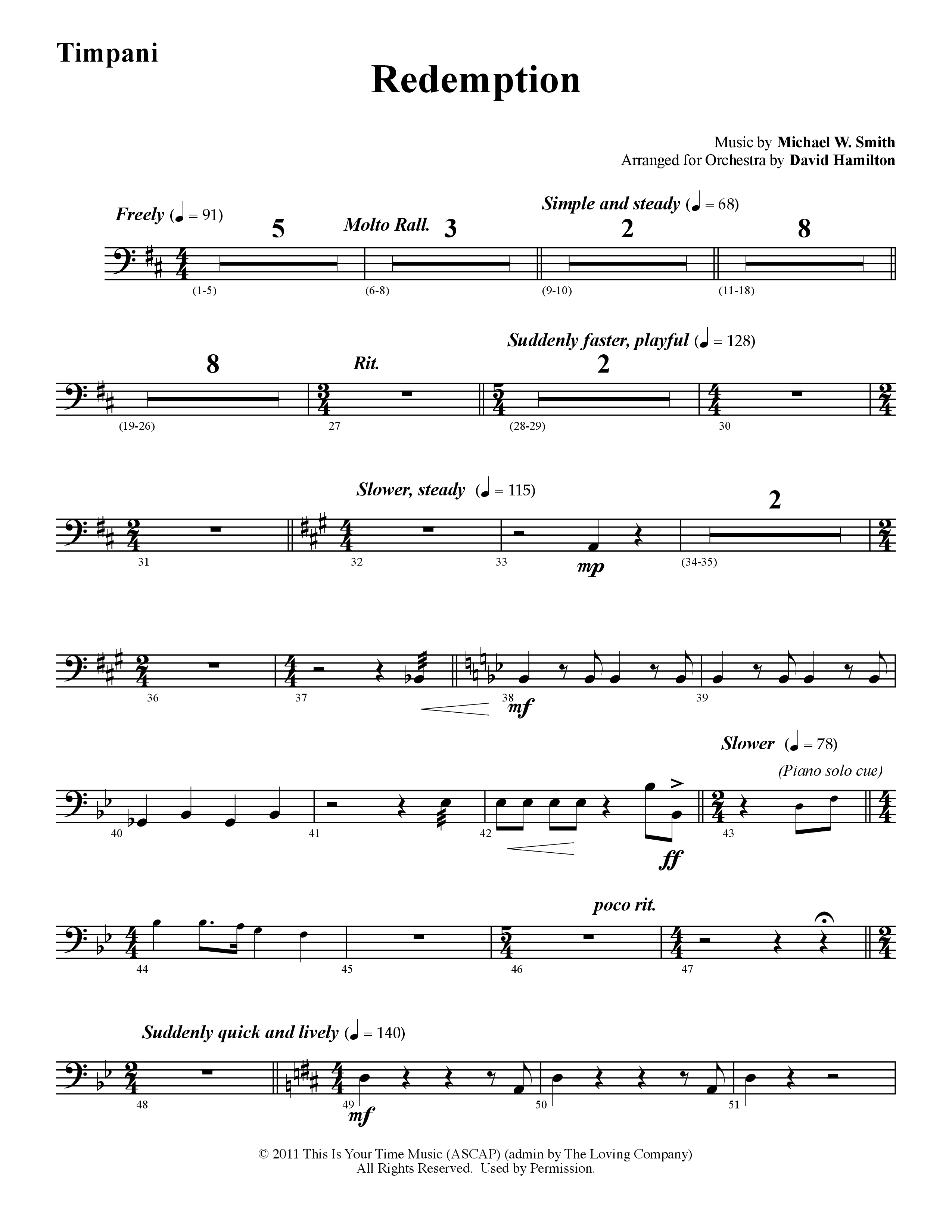 Redemption (Instrumental) Timpani (Word Music / Arr. David Hamilton)