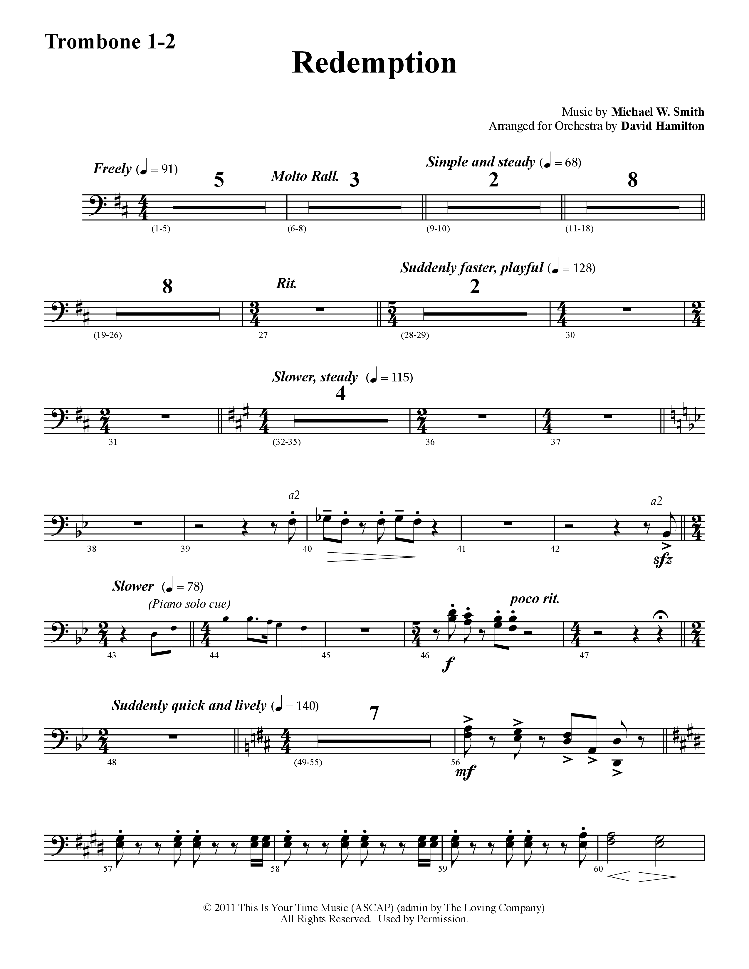 Redemption (Instrumental) Trombone 1/2 (Word Music / Arr. David Hamilton)