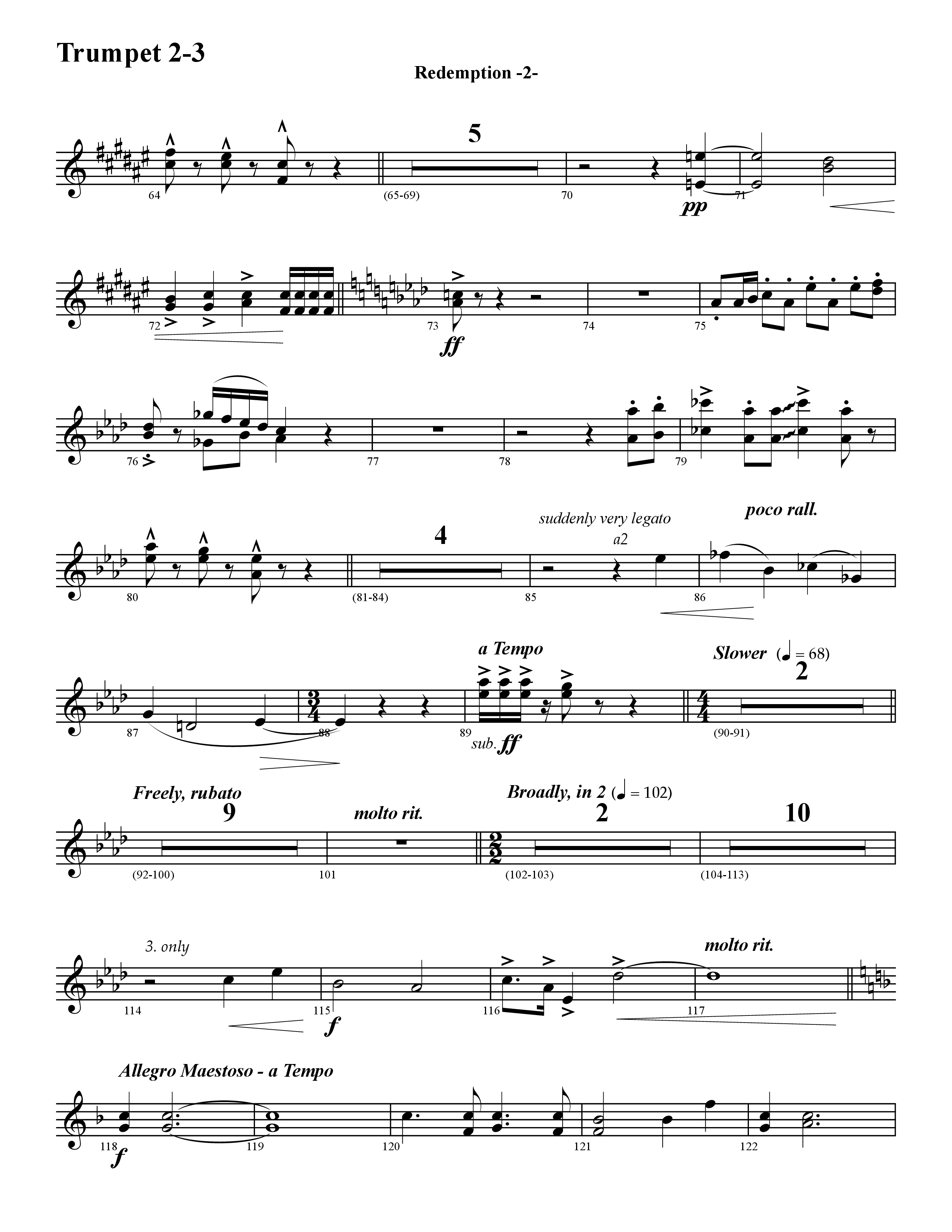 Redemption (Instrumental) Trumpet 2/3 (Word Music / Arr. David Hamilton)