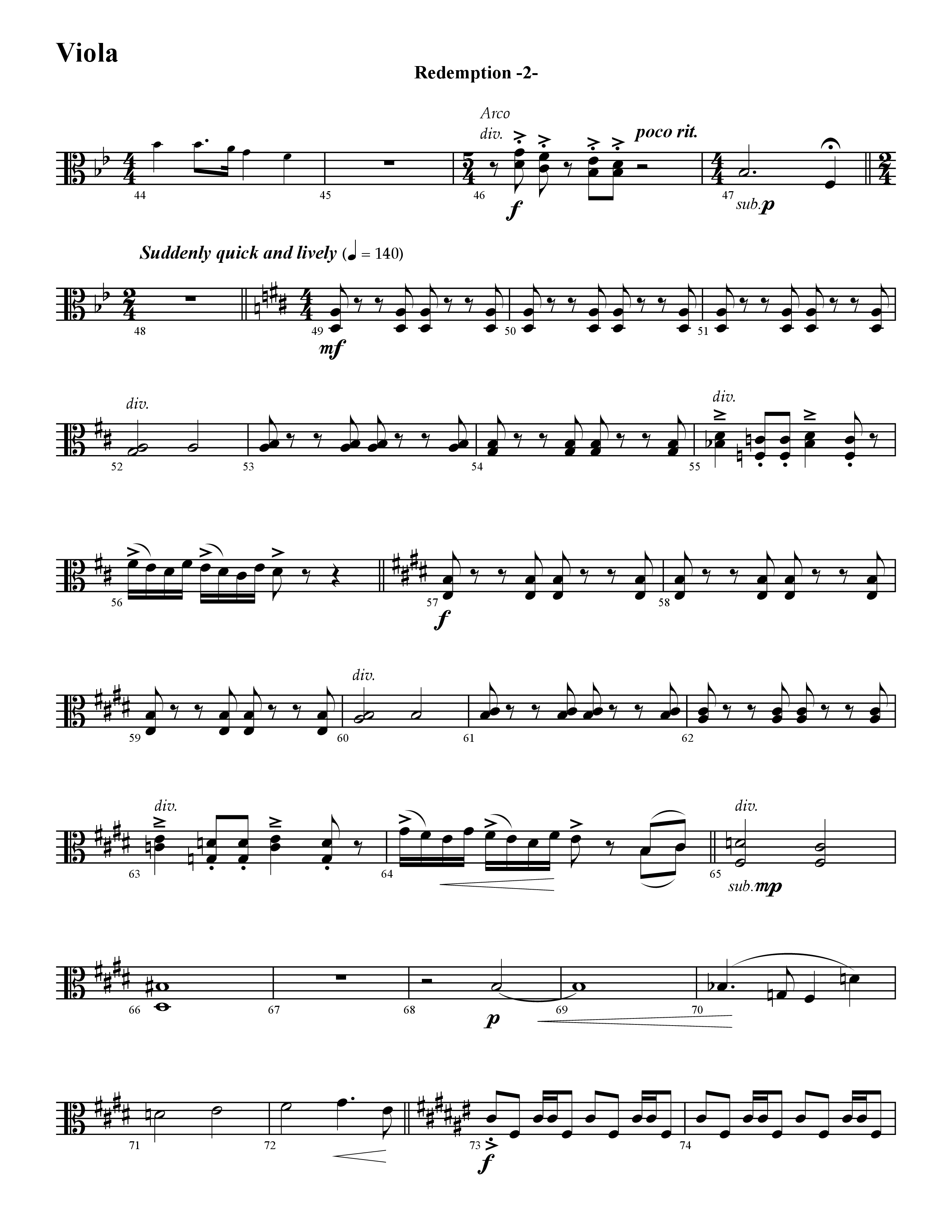 Redemption (Instrumental) Viola (Word Music / Arr. David Hamilton)