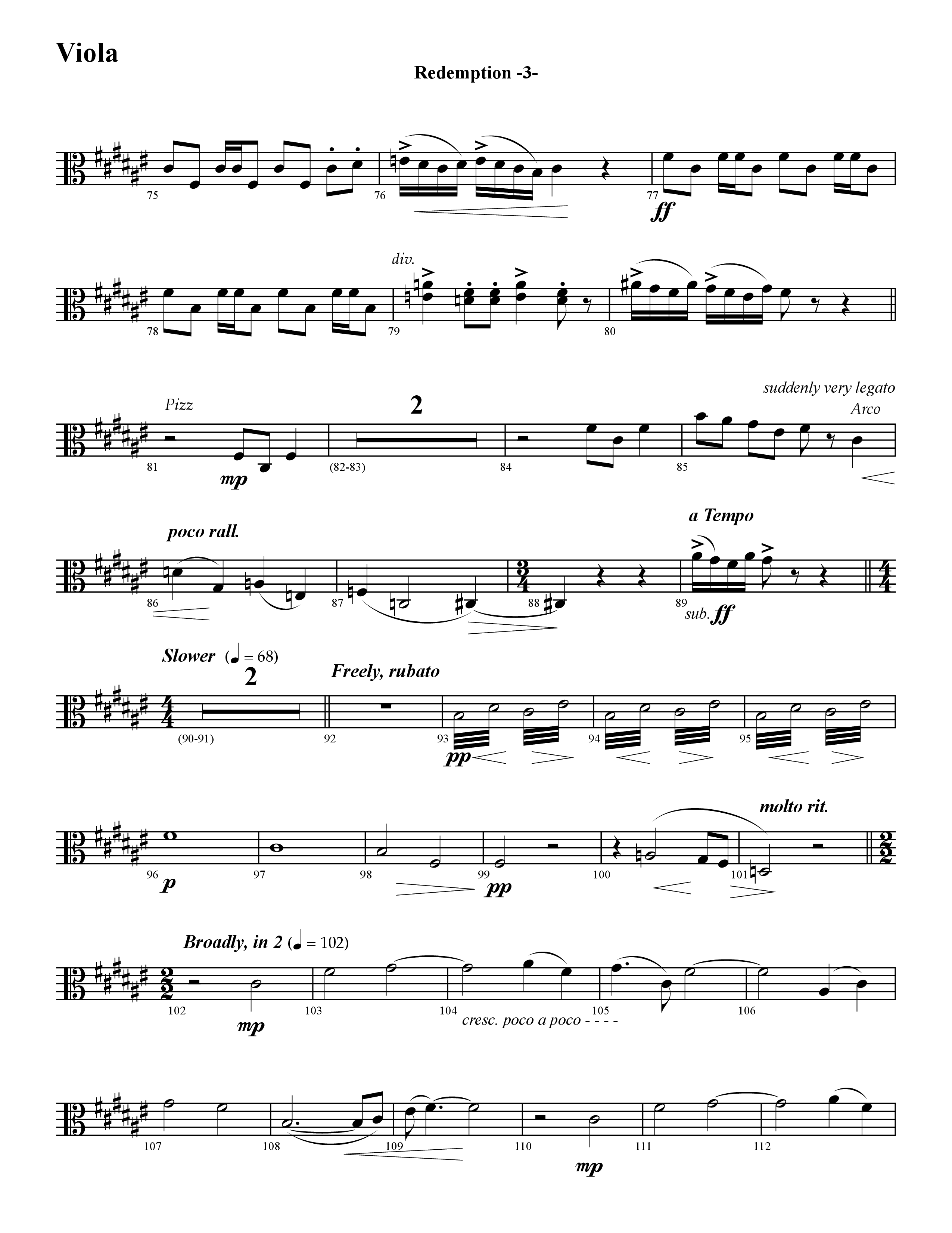 Redemption (Instrumental) Viola (Word Music / Arr. David Hamilton)