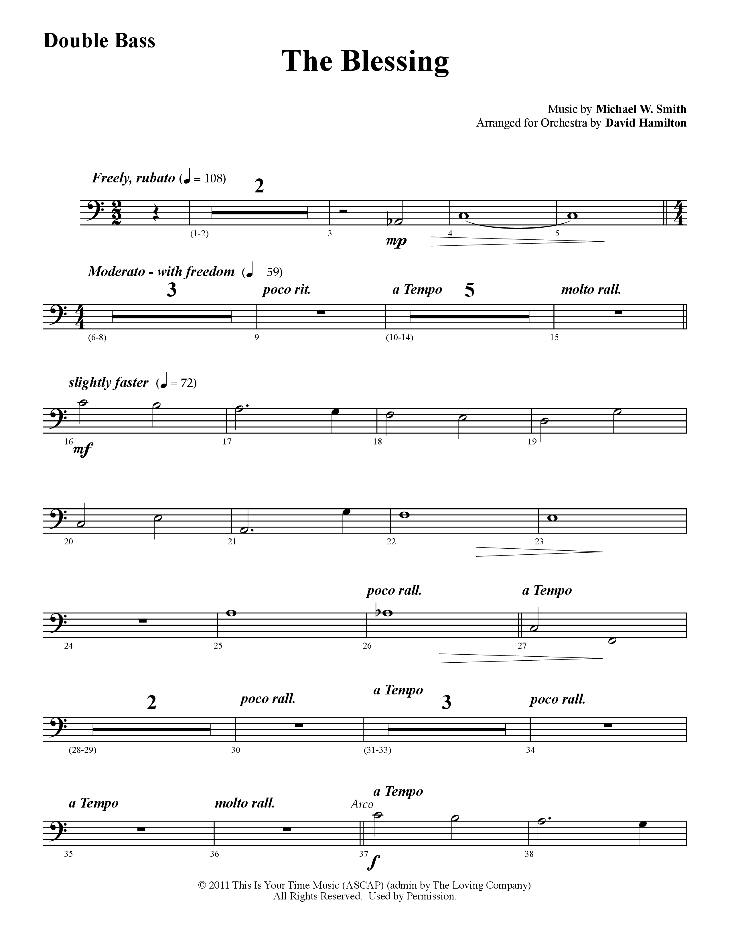 The Blessing (Instrumental) Double Bass (Word Music / Arr. David Hamilton)