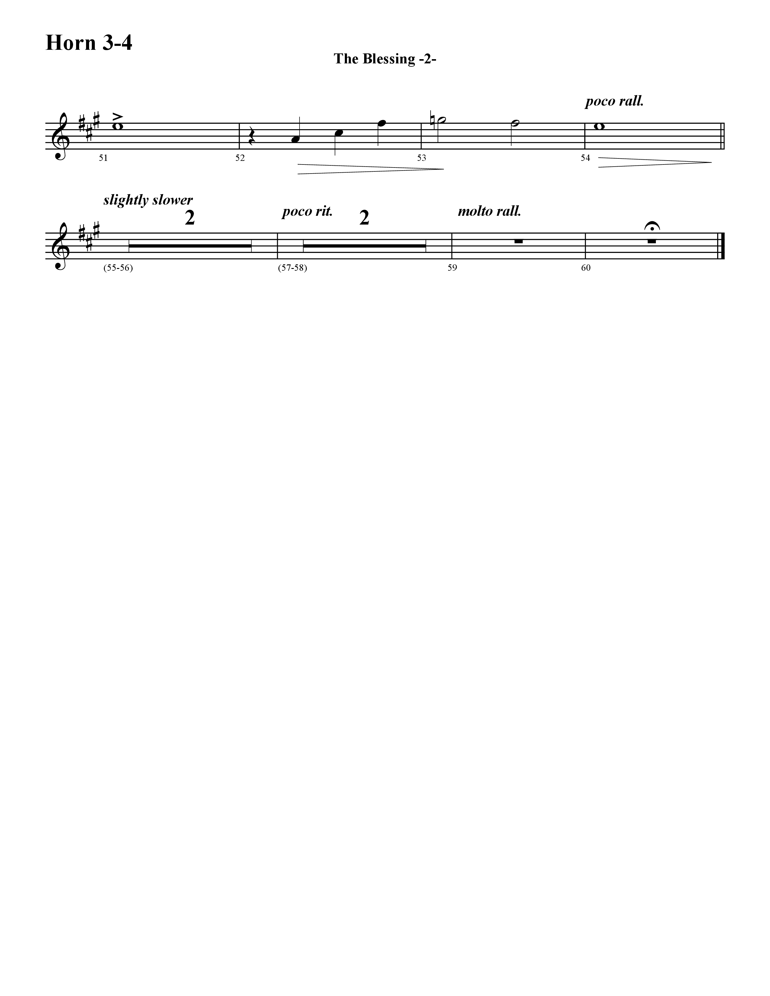 The Blessing (Instrumental) French Horn 3 (Word Music / Arr. David Hamilton)