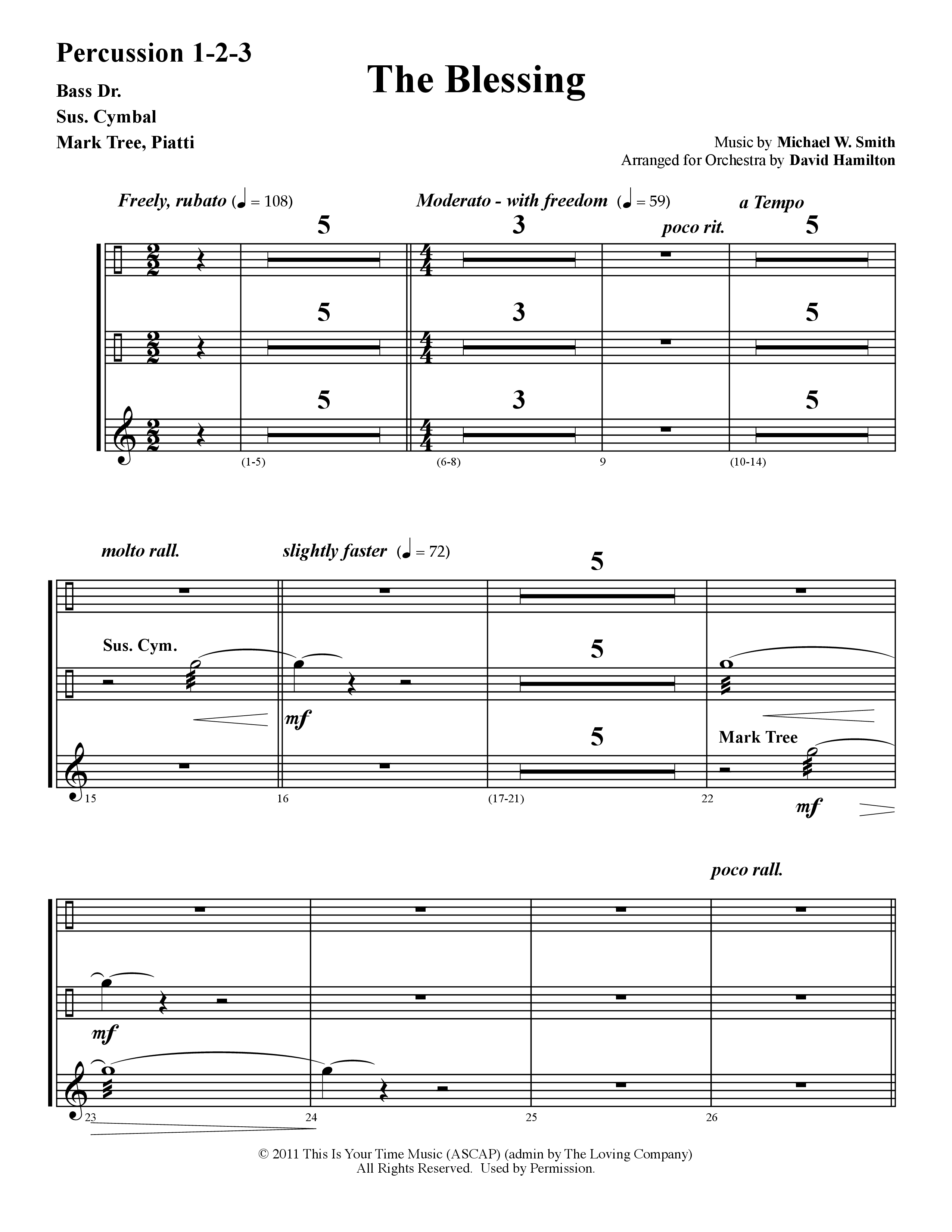 The Blessing (Instrumental) Percussion (Word Music / Arr. David Hamilton)