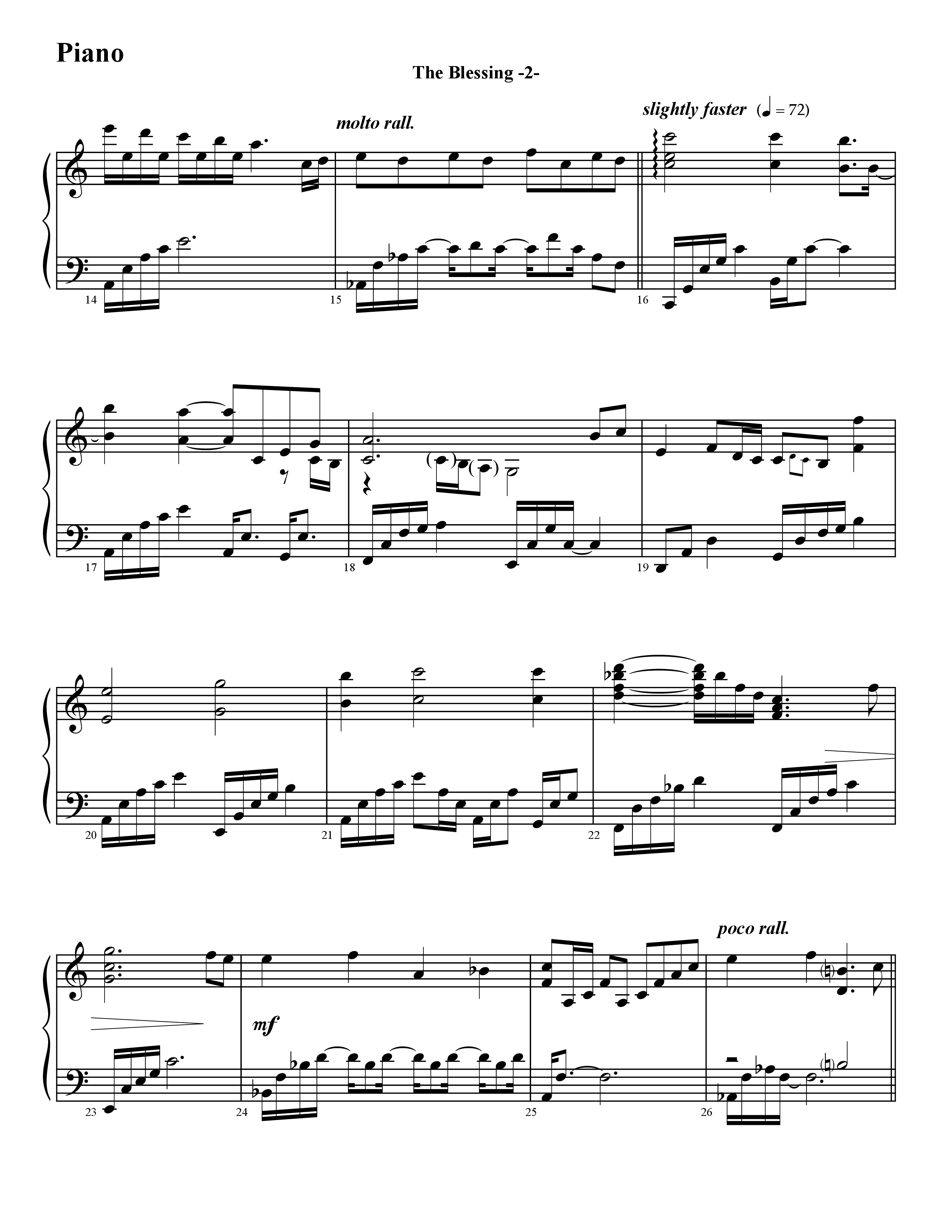 The Blessing (Instrumental) Piano Sheet (Word Music / Arr. David Hamilton)
