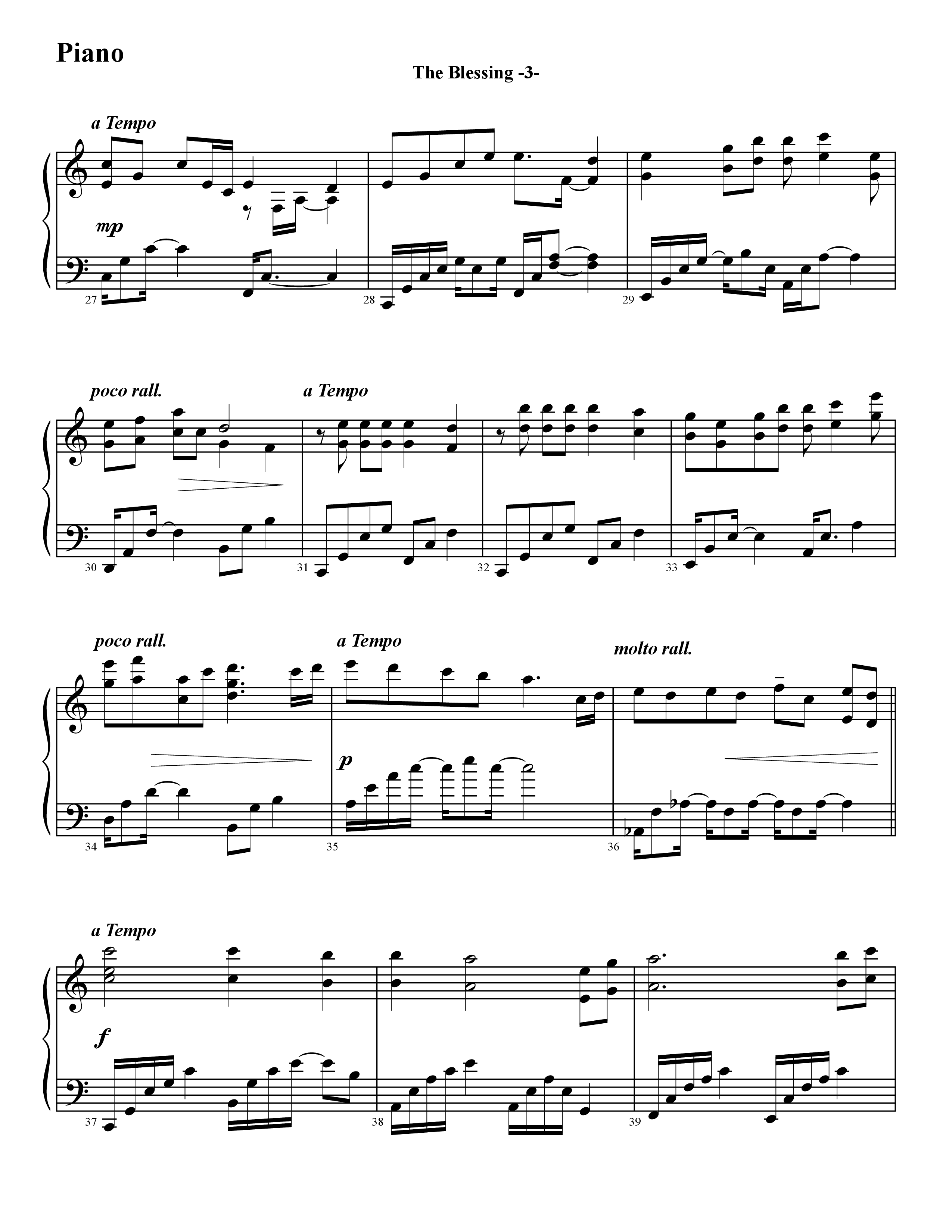 The Blessing (Instrumental) Piano Sheet (Word Music / Arr. David Hamilton)