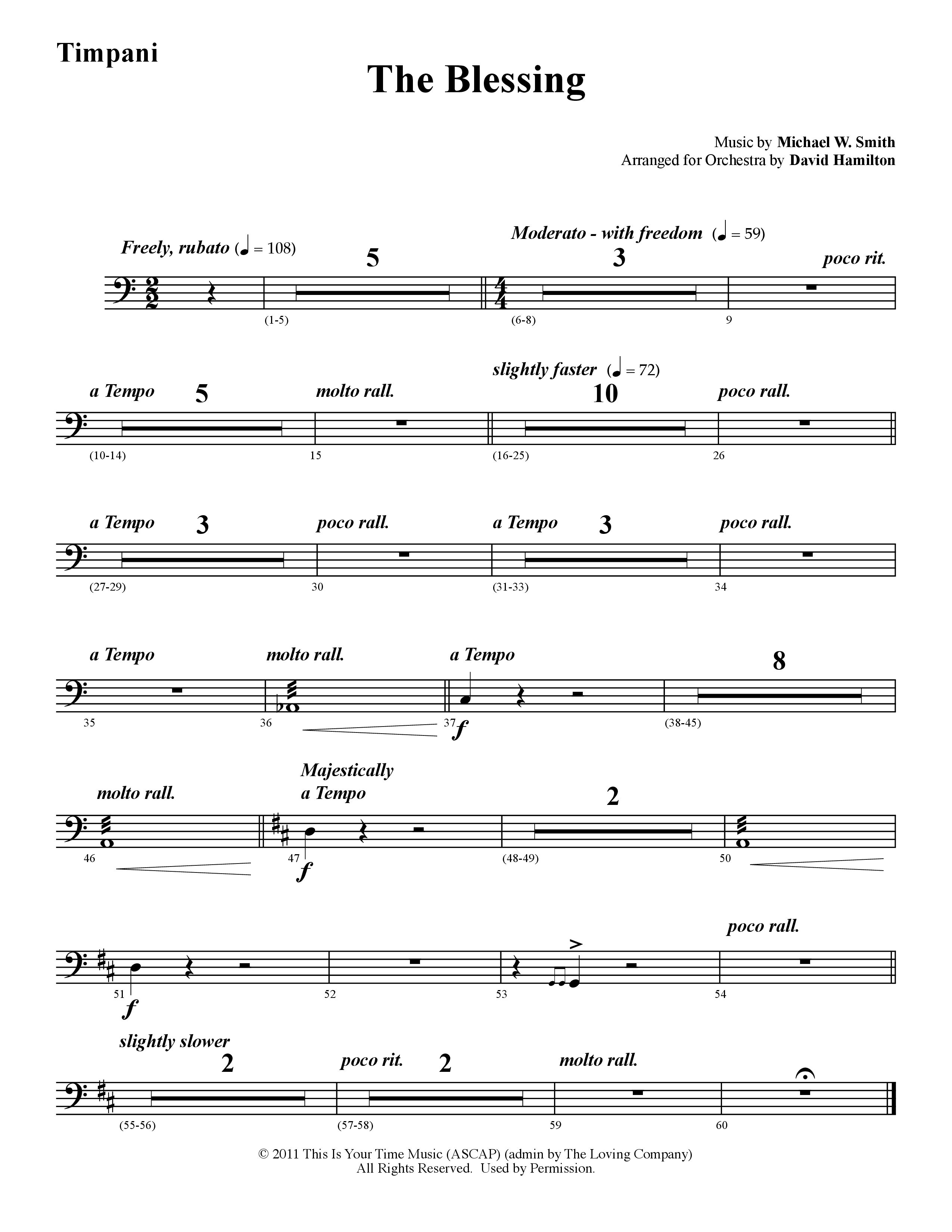 The Blessing (Instrumental) Timpani (Word Music / Arr. David Hamilton)