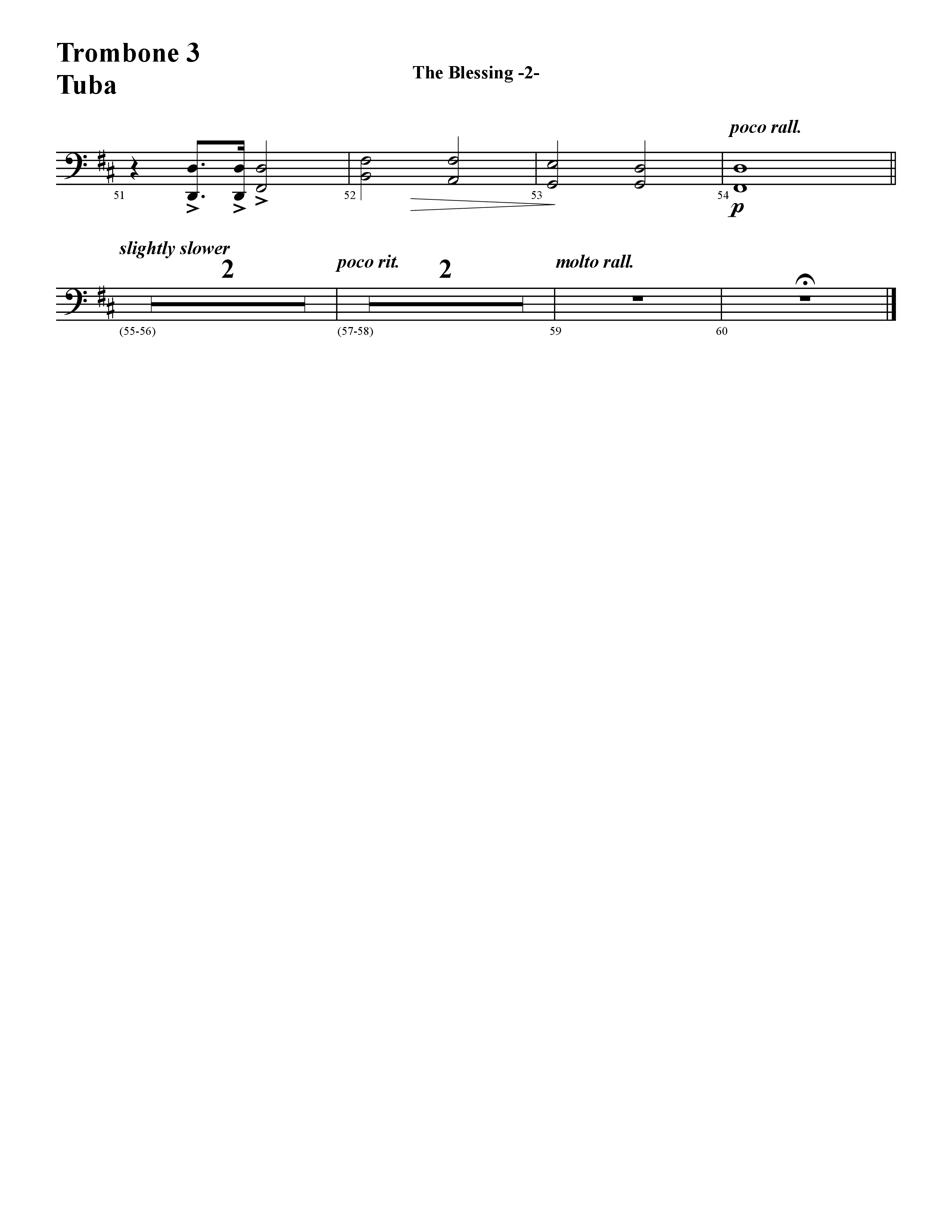 The Blessing (Instrumental) Trombone 3/Tuba (Word Music / Arr. David Hamilton)