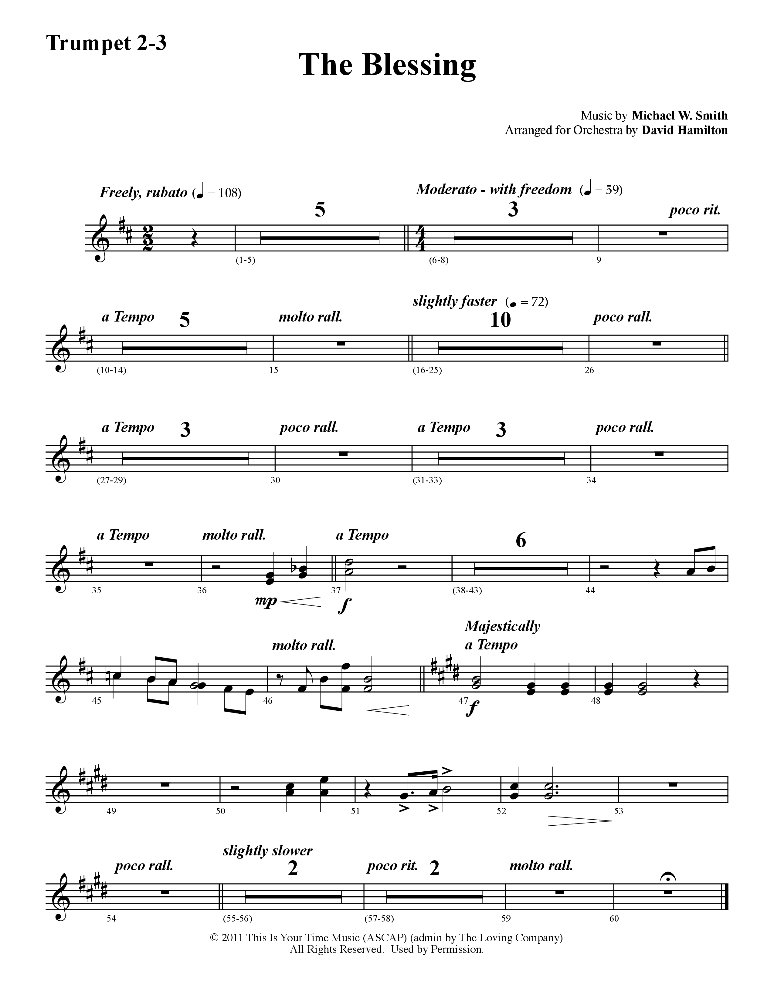 The Blessing (Instrumental) Trumpet 2/3 (Word Music / Arr. David Hamilton)