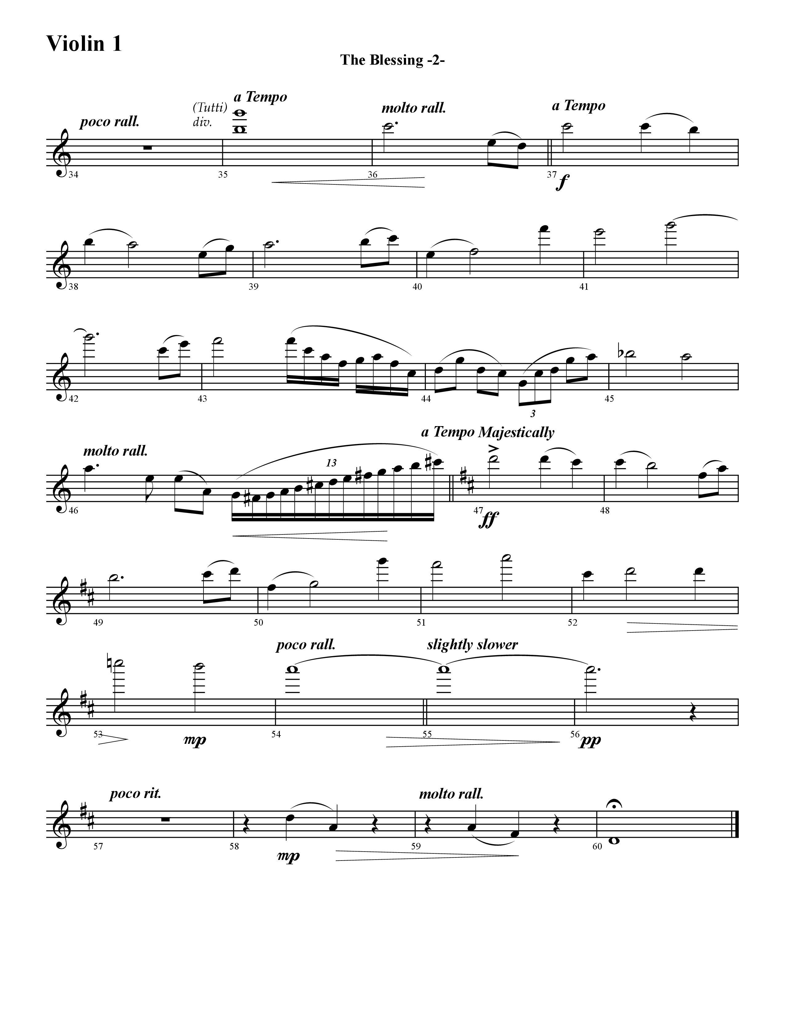 The Blessing (Instrumental) Violin 1 (Word Music / Arr. David Hamilton)