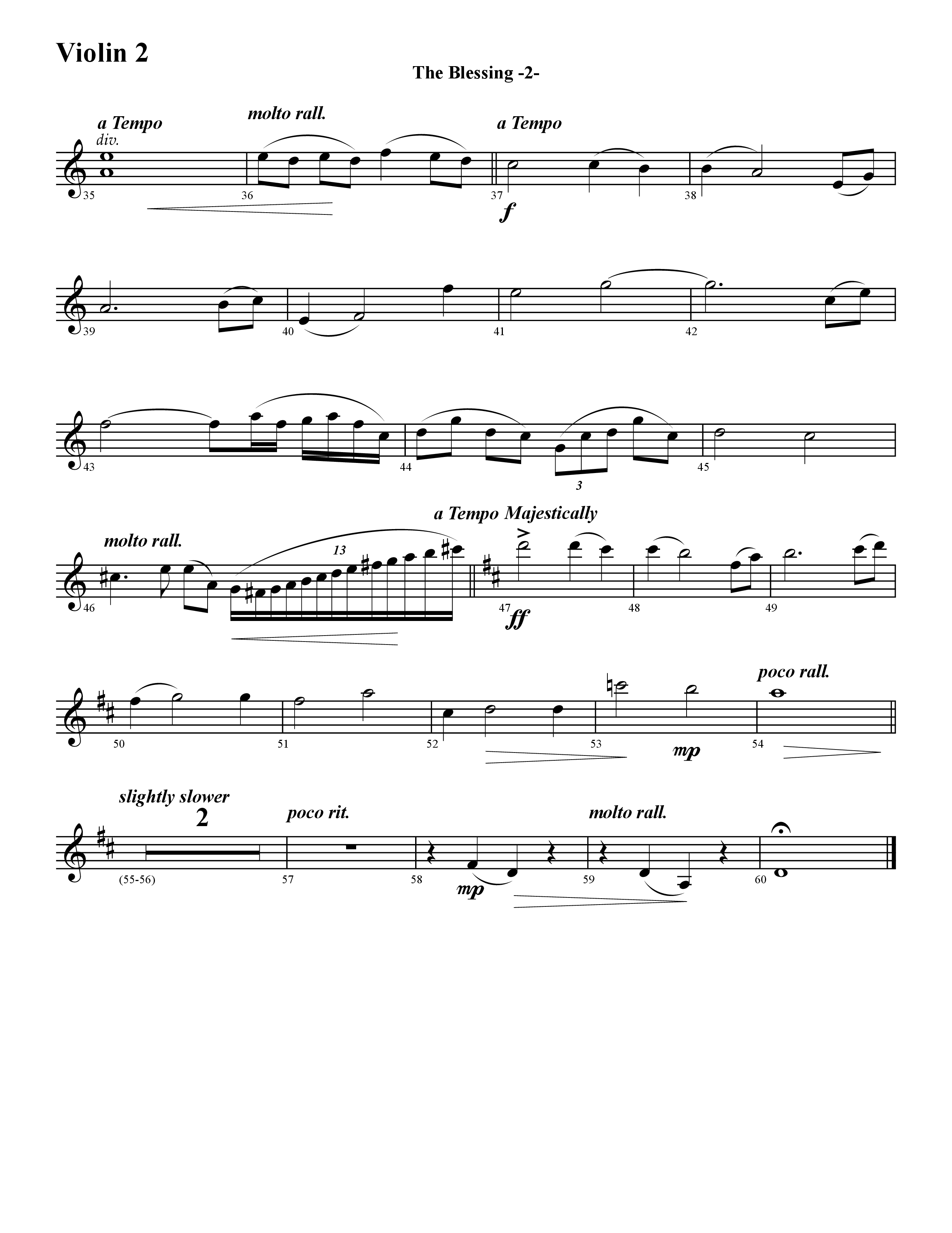 The Blessing (Instrumental) Violin 2 (Word Music / Arr. David Hamilton)