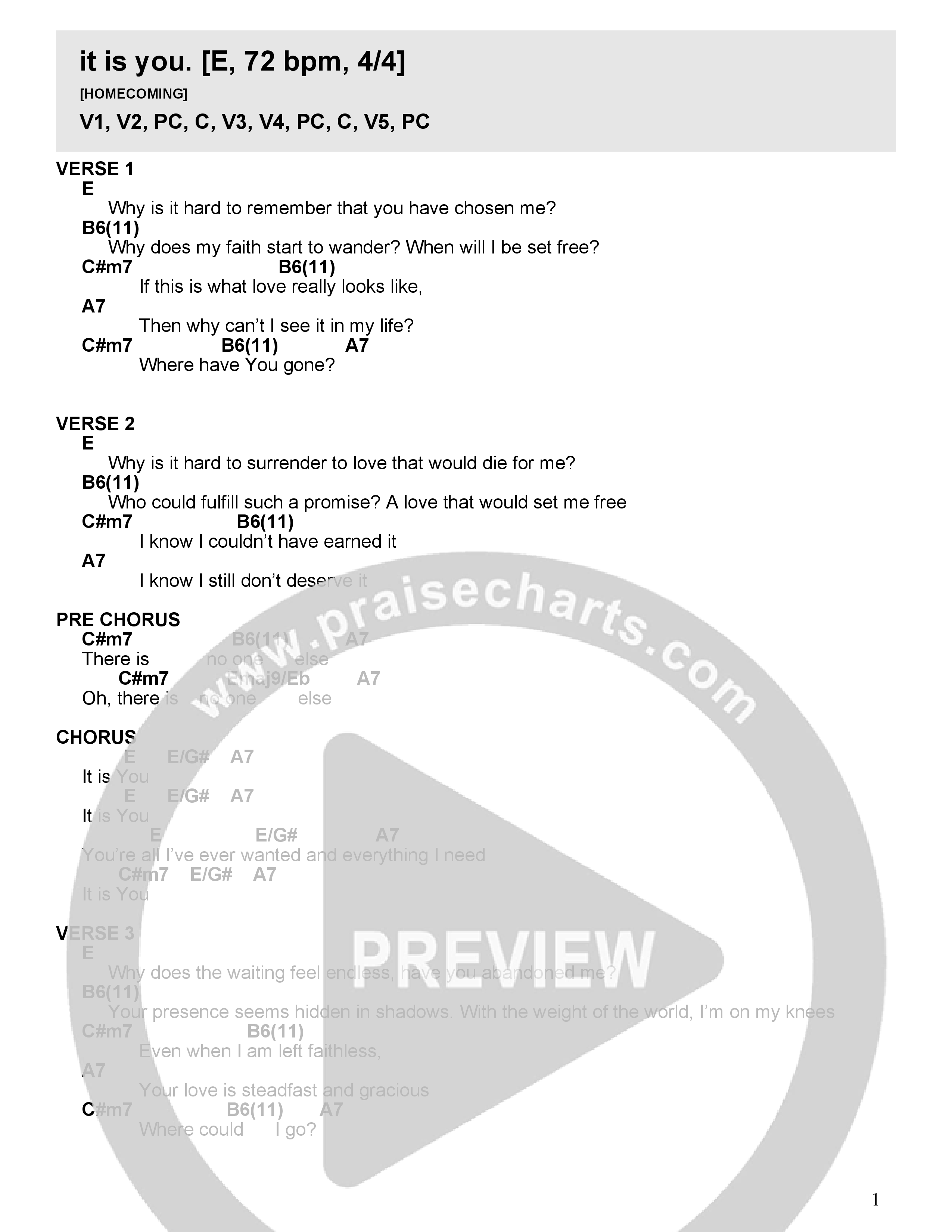 it is you Chord Chart (HOMECOMING)